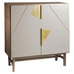 Jazz Bar Cabinet with Natural Walnut and Taupe