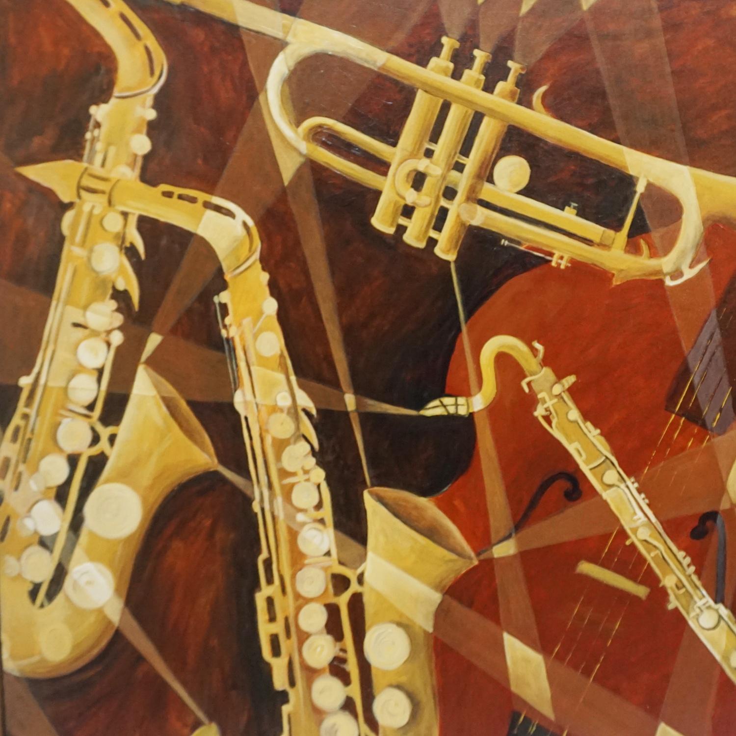 English 'Jazz' Contemporary Oil on Canvas Painting by Vera Jefferson  For Sale