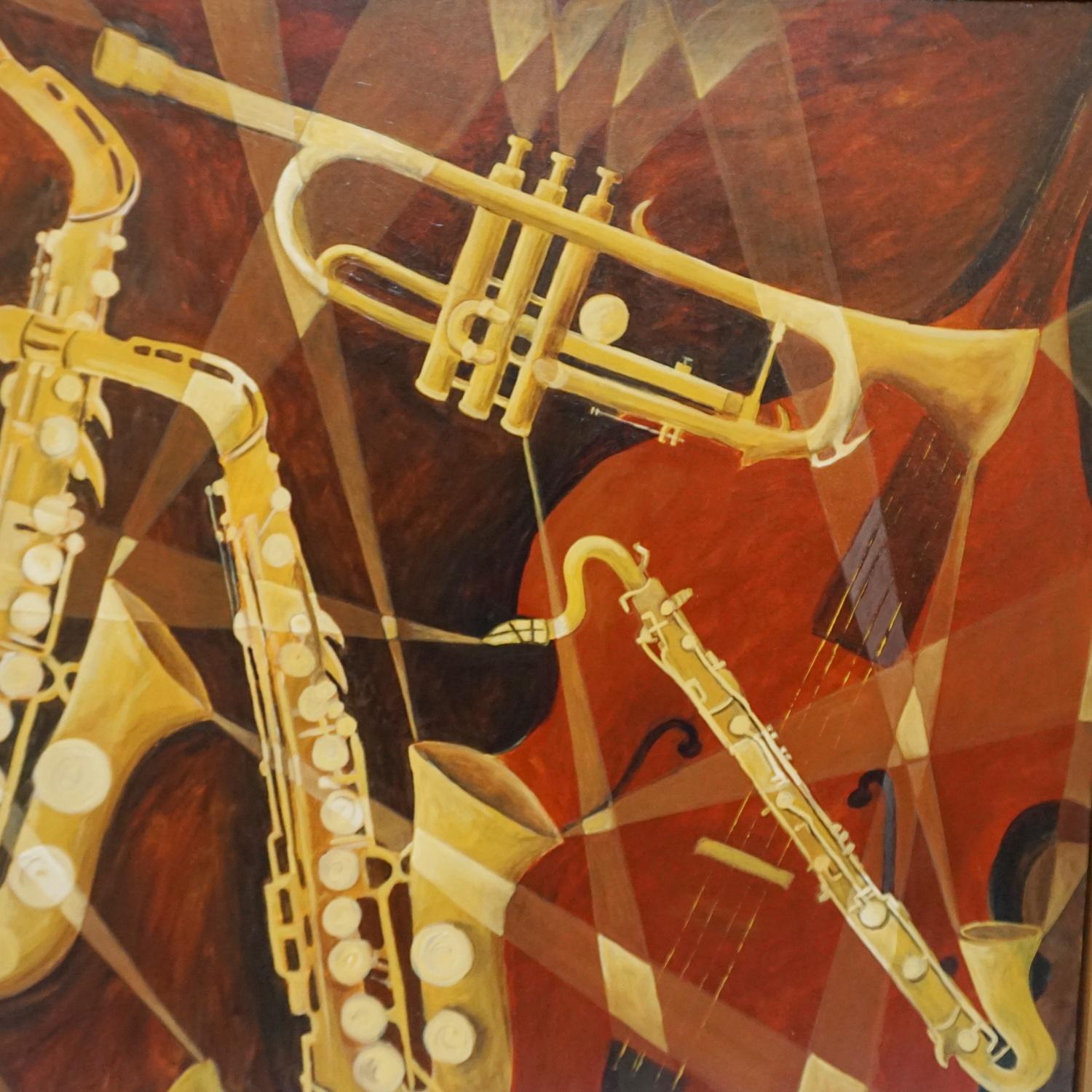 'Jazz' Contemporary Oil on Canvas Painting by Vera Jefferson  For Sale 1