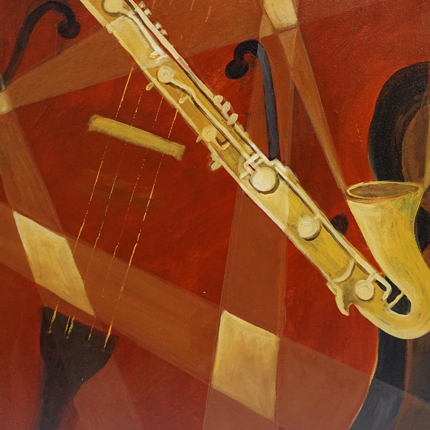 'Jazz' Contemporary Oil on Canvas Painting by Vera Jefferson  For Sale 2