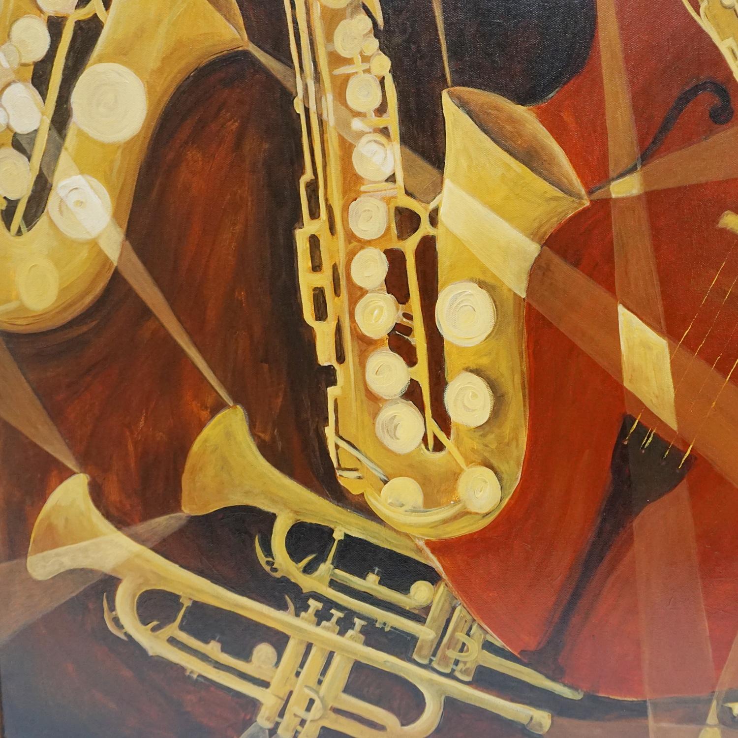 'Jazz' Contemporary Oil on Canvas Painting by Vera Jefferson  For Sale 4