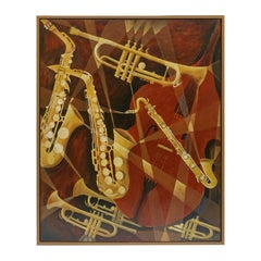'Jazz' Contemporary Oil on Canvas Painting by Vera Jefferson