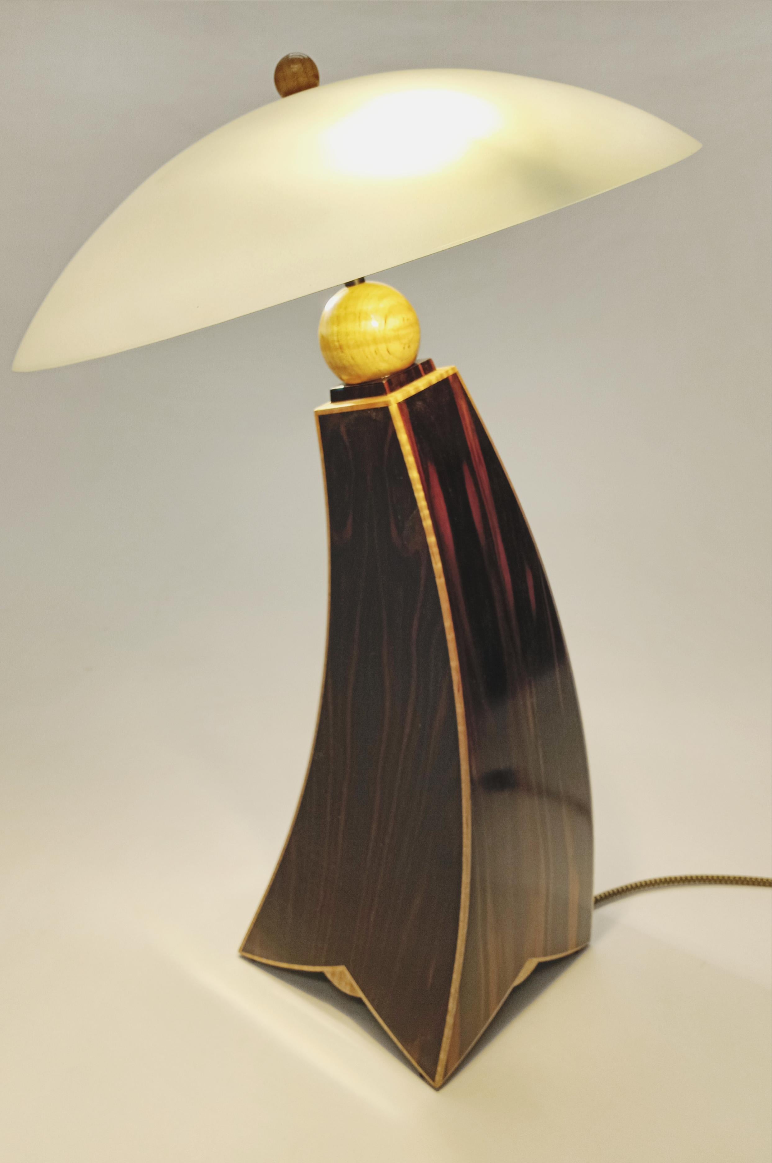 Hand-Crafted Table lamp makassar ebony variation jazz inspired in stock For Sale