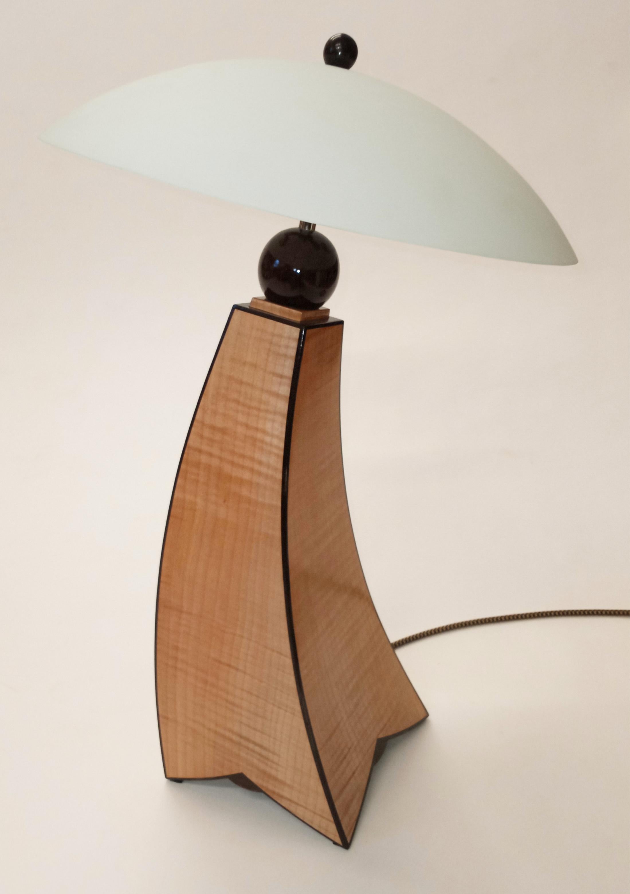 American Table lamp fiddle back maple jazz inspired design in stock For Sale
