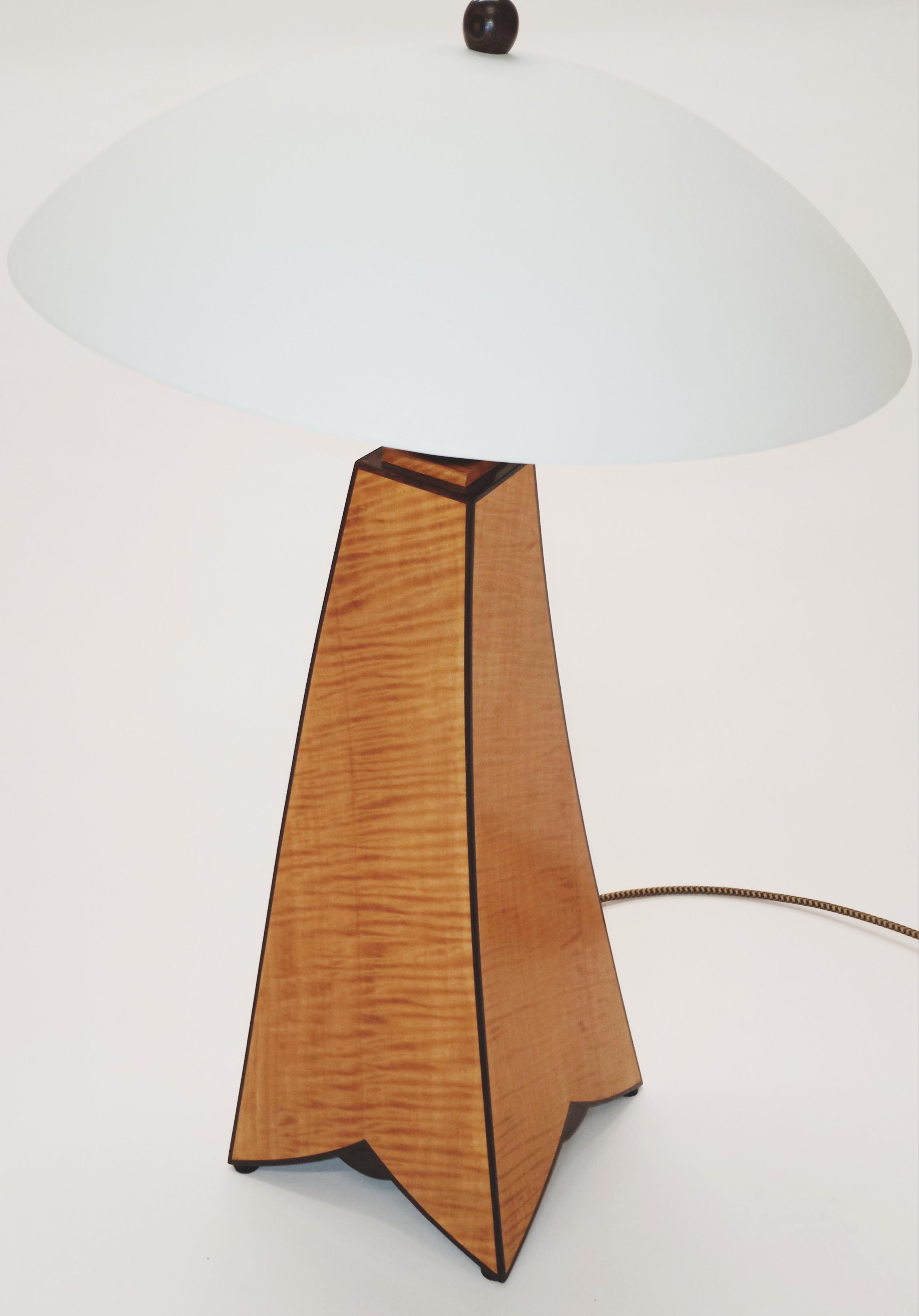 Contemporary Table lamp fiddle back maple jazz inspired design in stock For Sale
