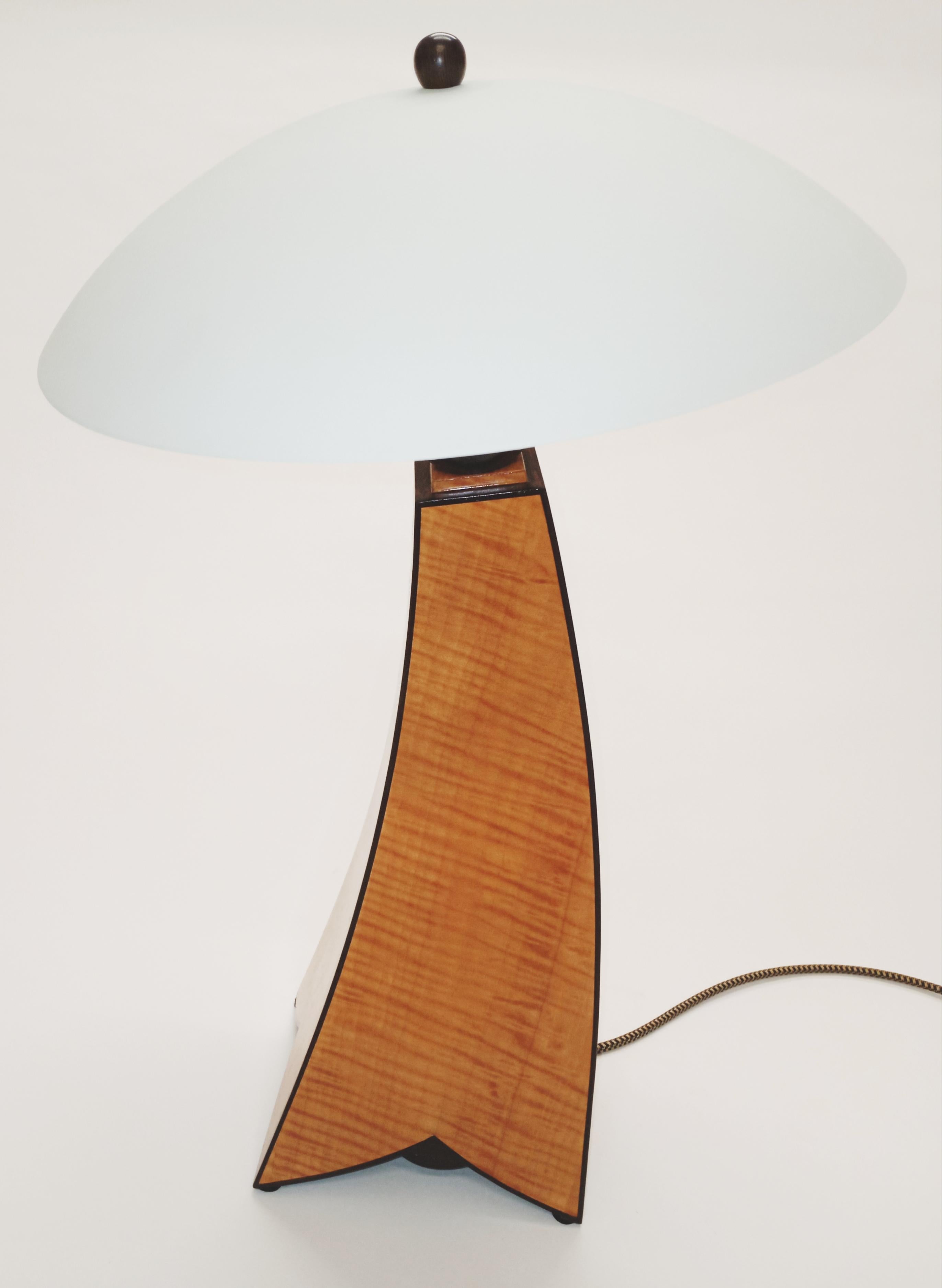 Birdseye Maple Jazz Inspired Lamp II Table Lamp Fiddle Back Maple Version