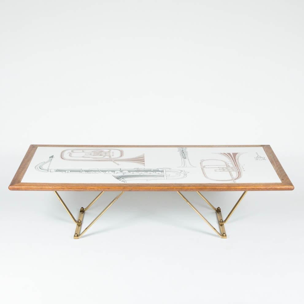 English Jazz Low Table Depicting Musical Instruments For Sale
