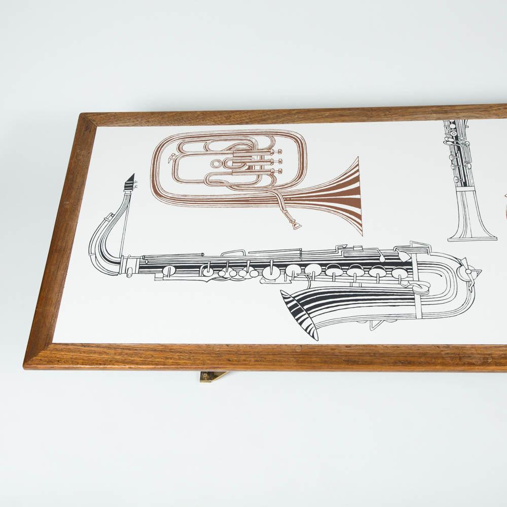 Jazz Low Table Depicting Musical Instruments In Good Condition For Sale In London, GB