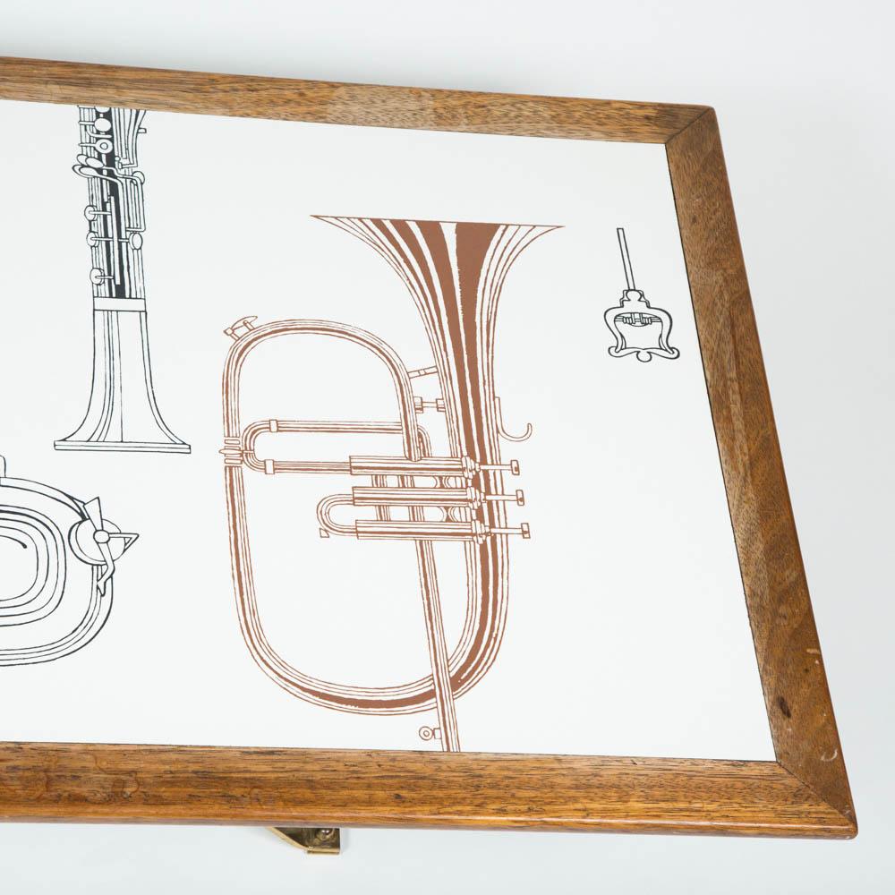20th Century Jazz Low Table Depicting Musical Instruments For Sale