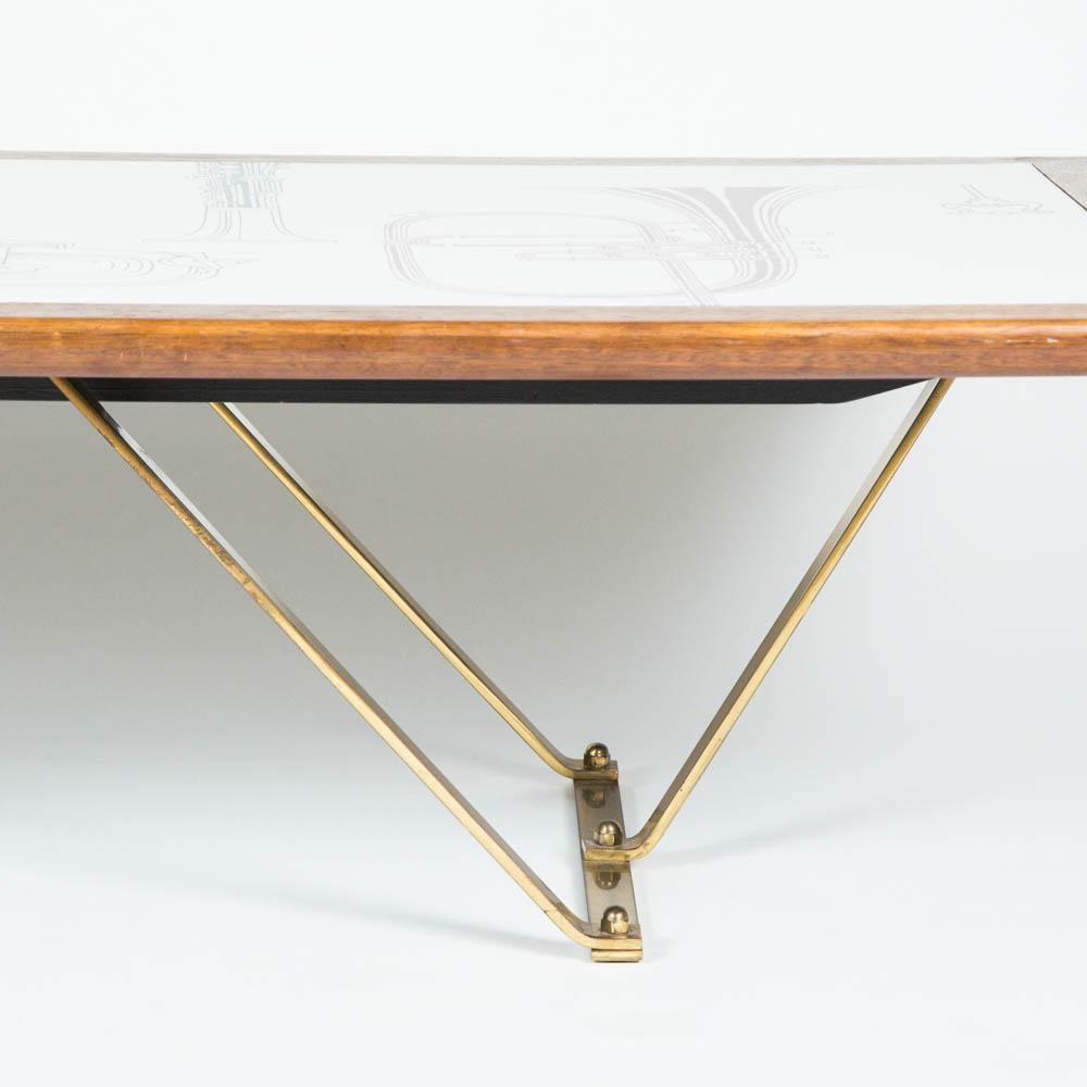 Brass Jazz Low Table Depicting Musical Instruments For Sale
