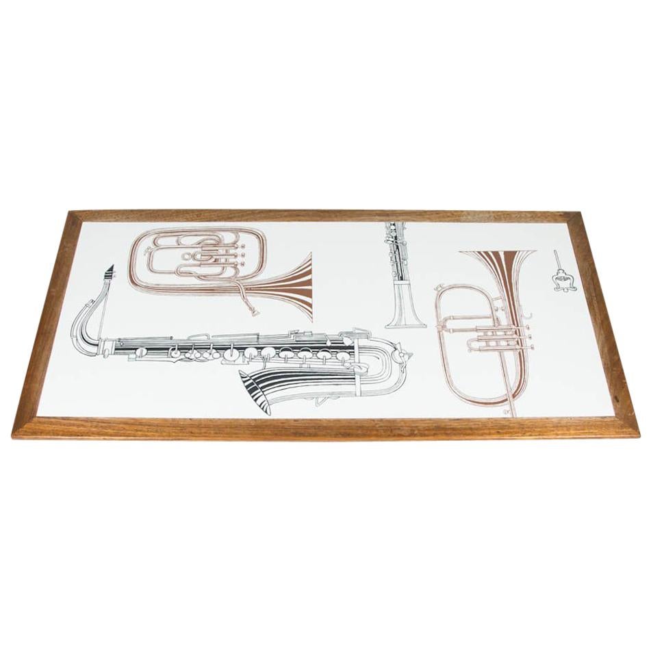 Jazz Low Table Depicting Musical Instruments