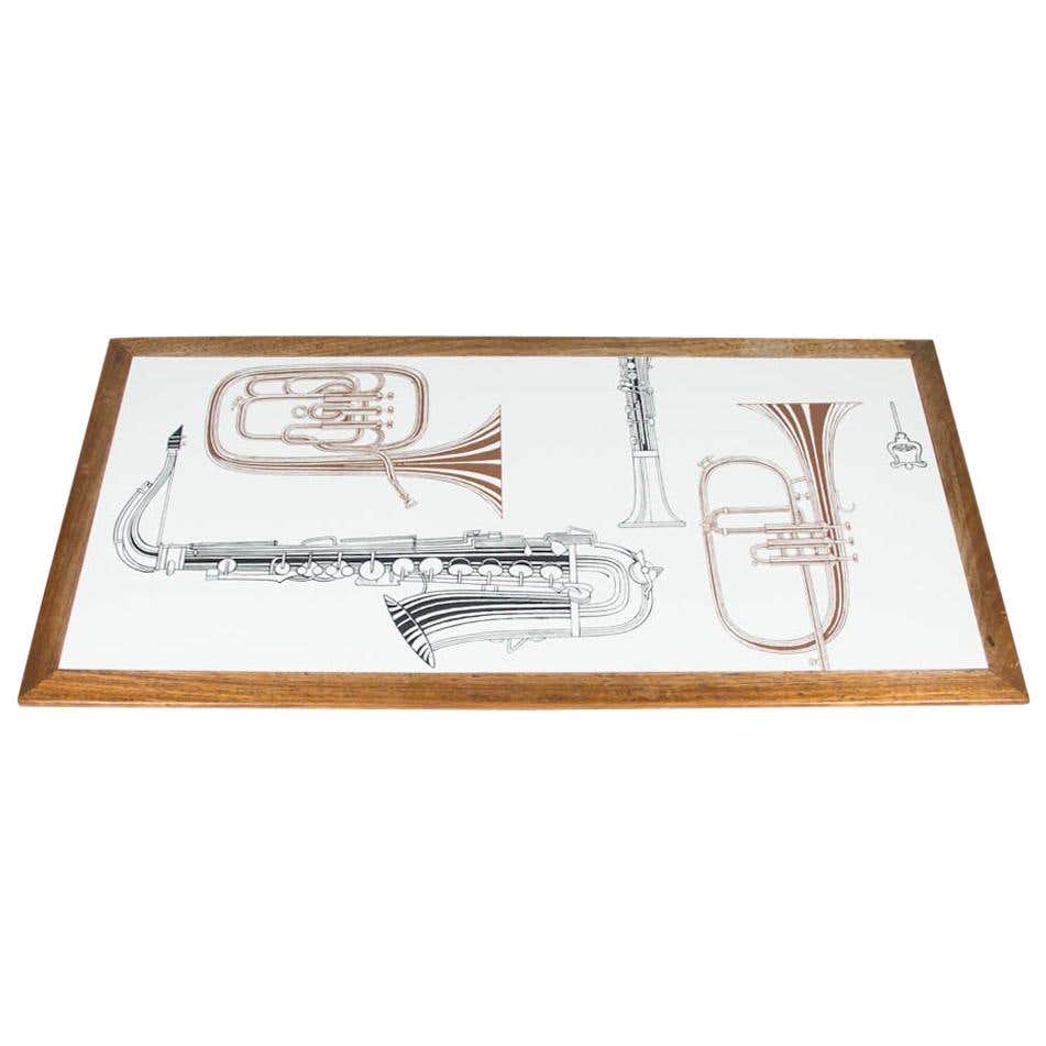 Jazz Low Table Depicting Musical Instruments For Sale at 1stDibs