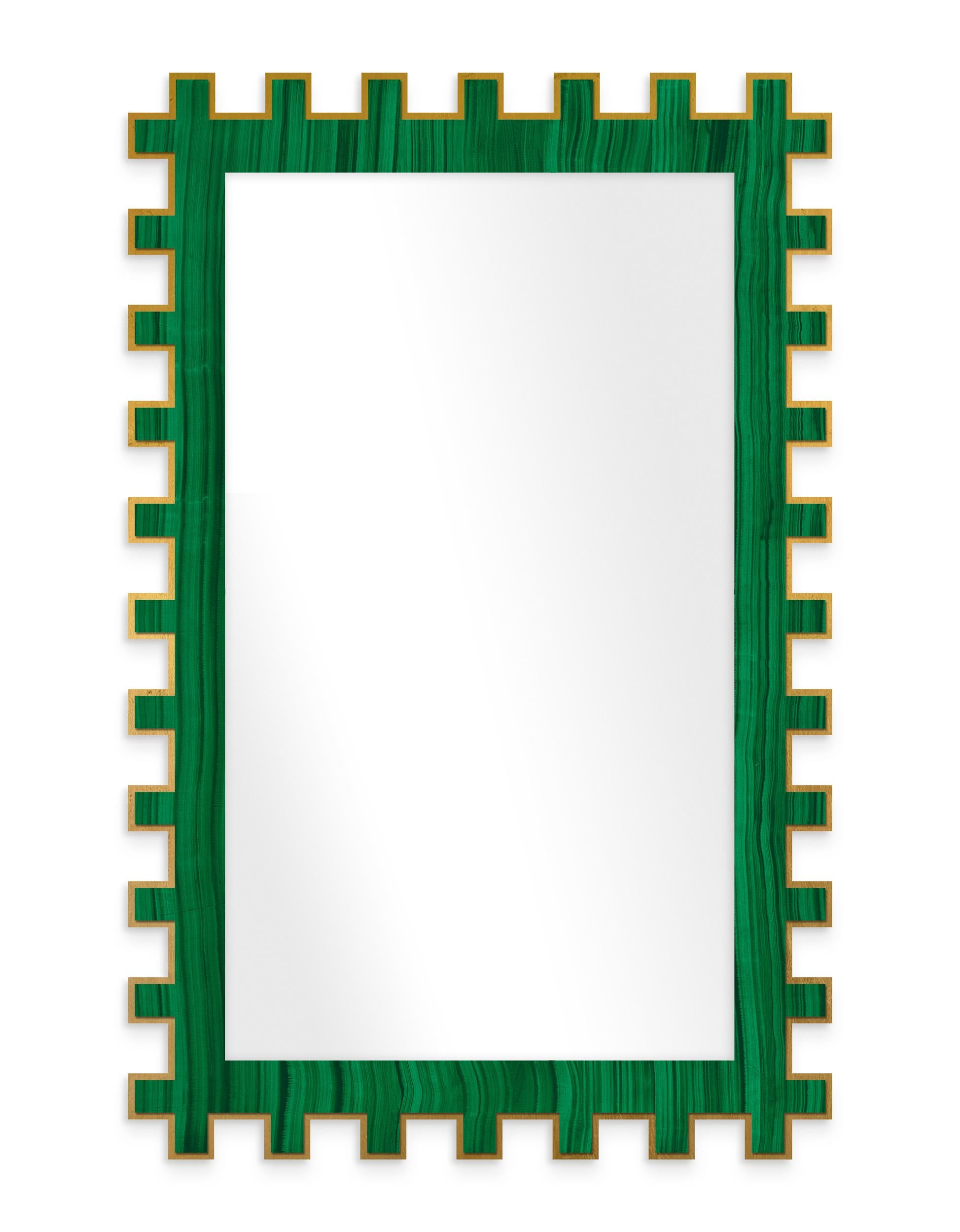 Jazz Rectangle Mirror in Malachite In New Condition For Sale In New Orleans, LA
