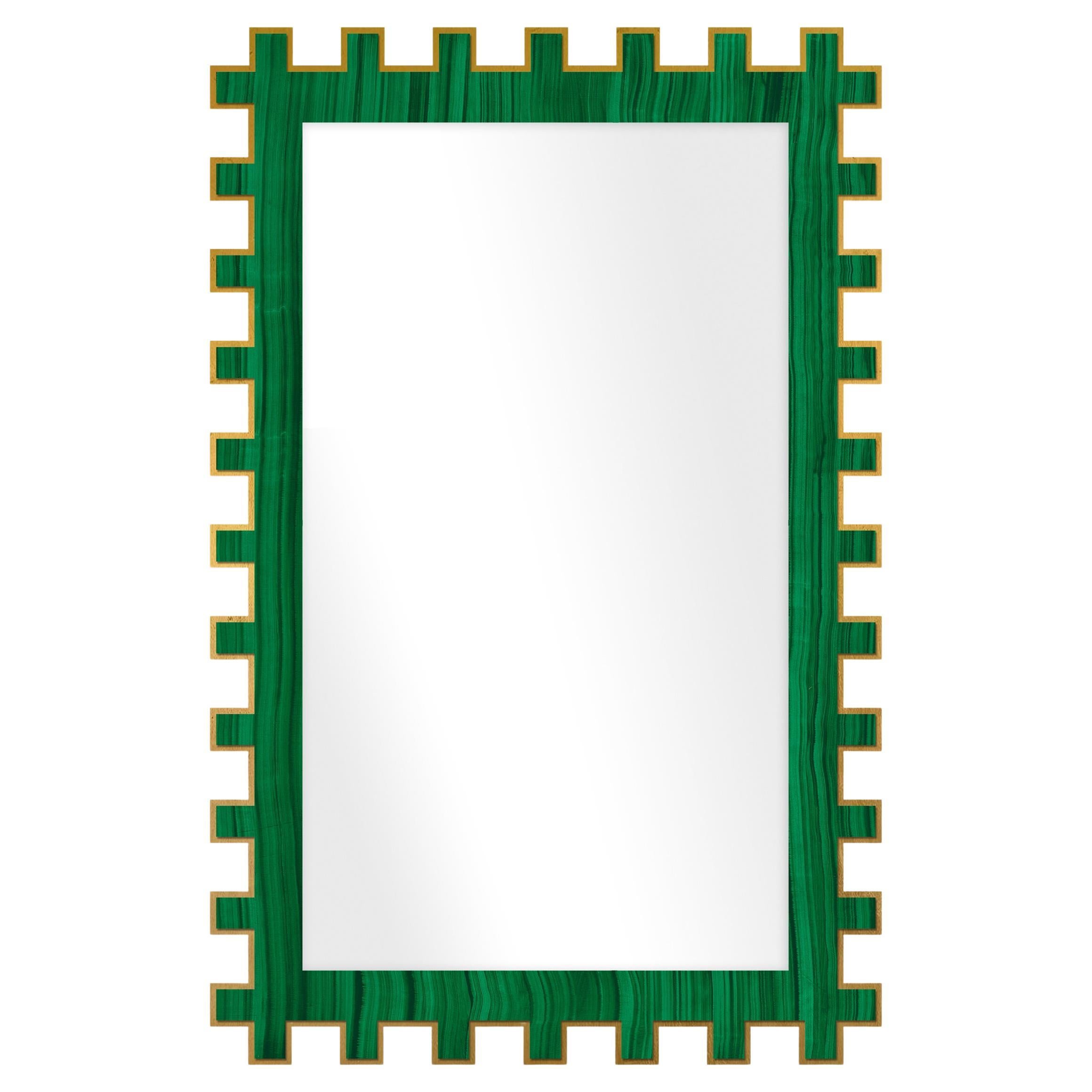 Jazz Rectangle Mirror in Malachite For Sale