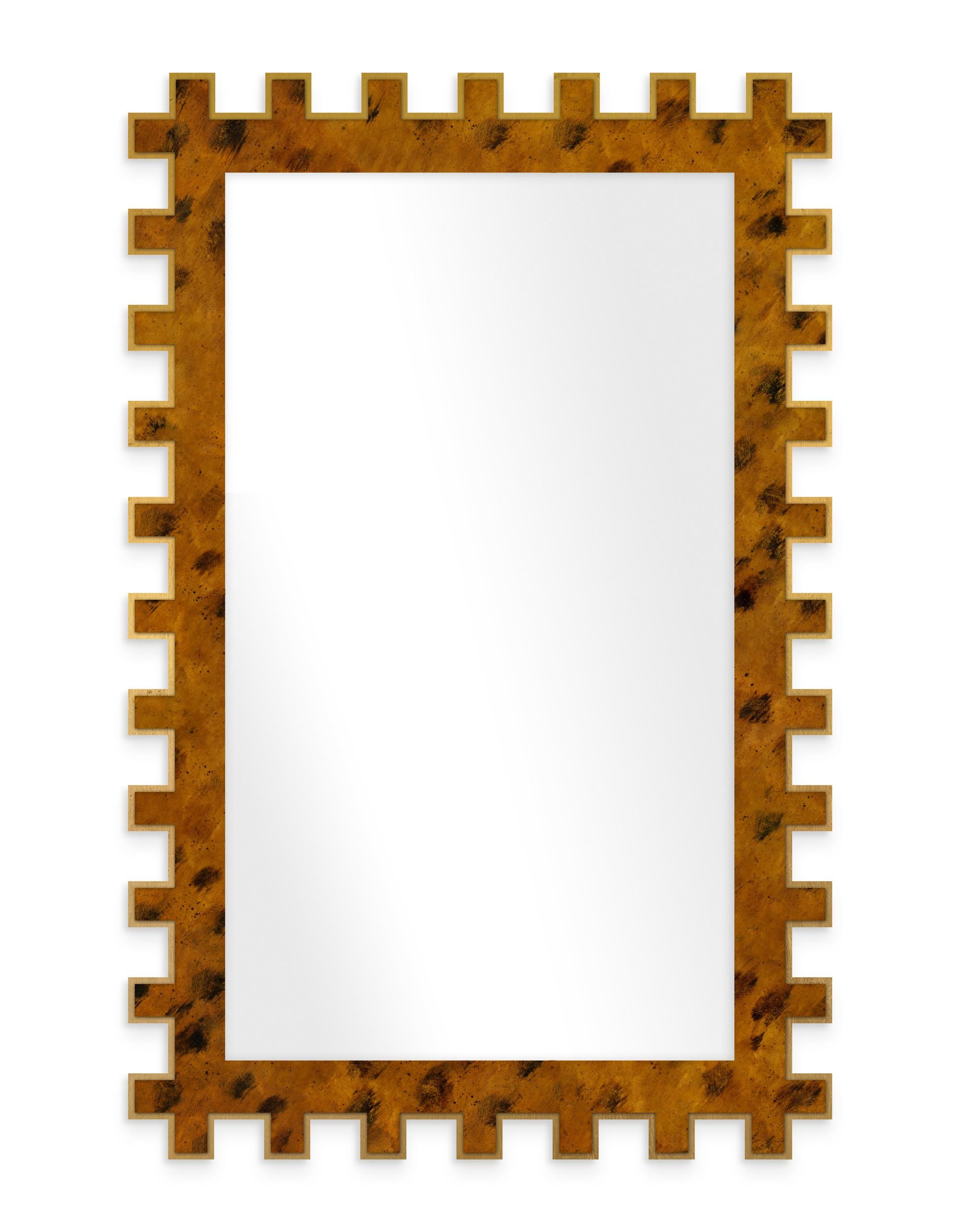 Jazz Rectangle Mirror in Tortoise In New Condition For Sale In New Orleans, LA