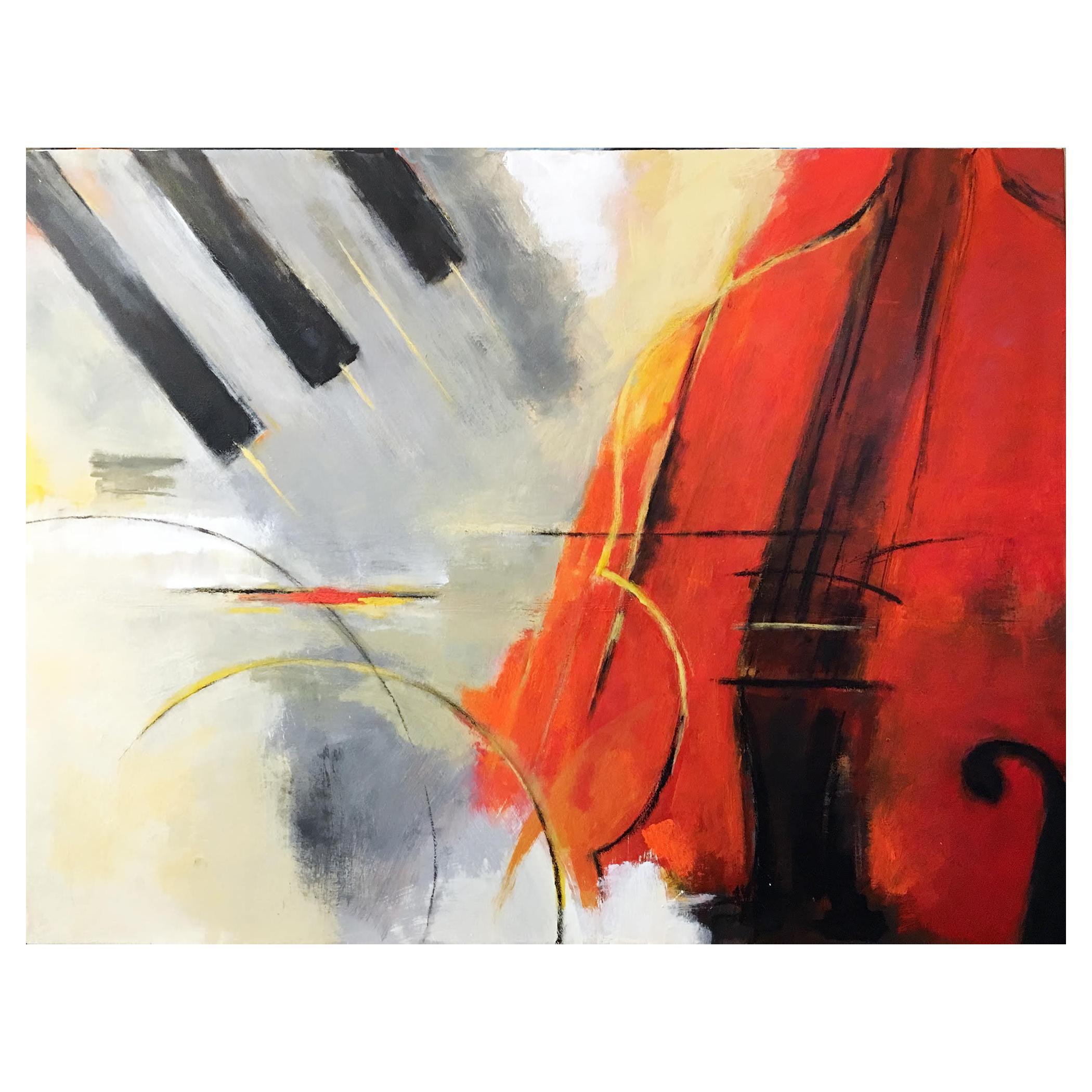 "Jazz Trio", Mixed Media on Canvas by Shahen Zarookian For Sale