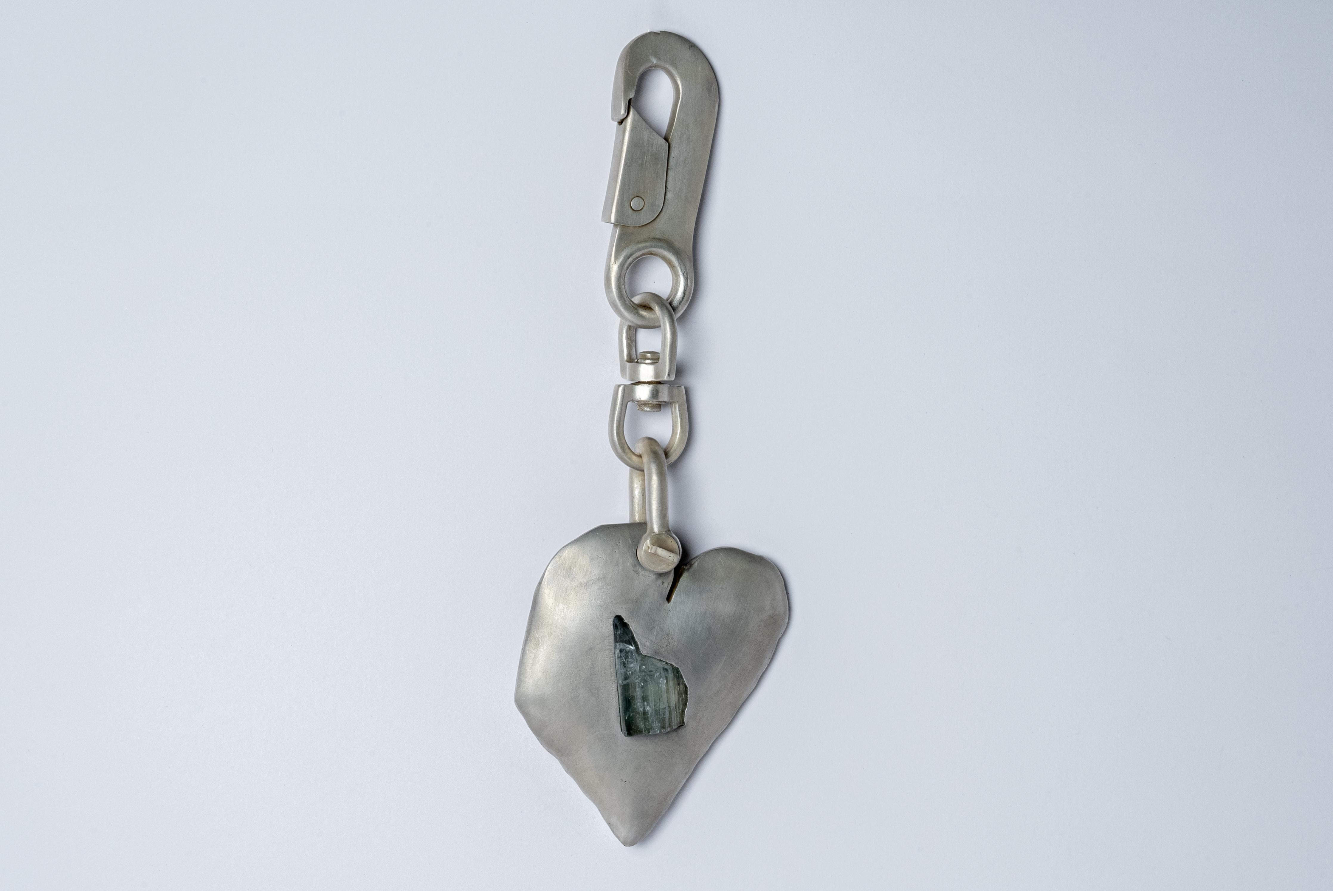 Women's or Men's Jazz's Solid Heart Charm (Big, Aquamarine, AS+AQU) For Sale