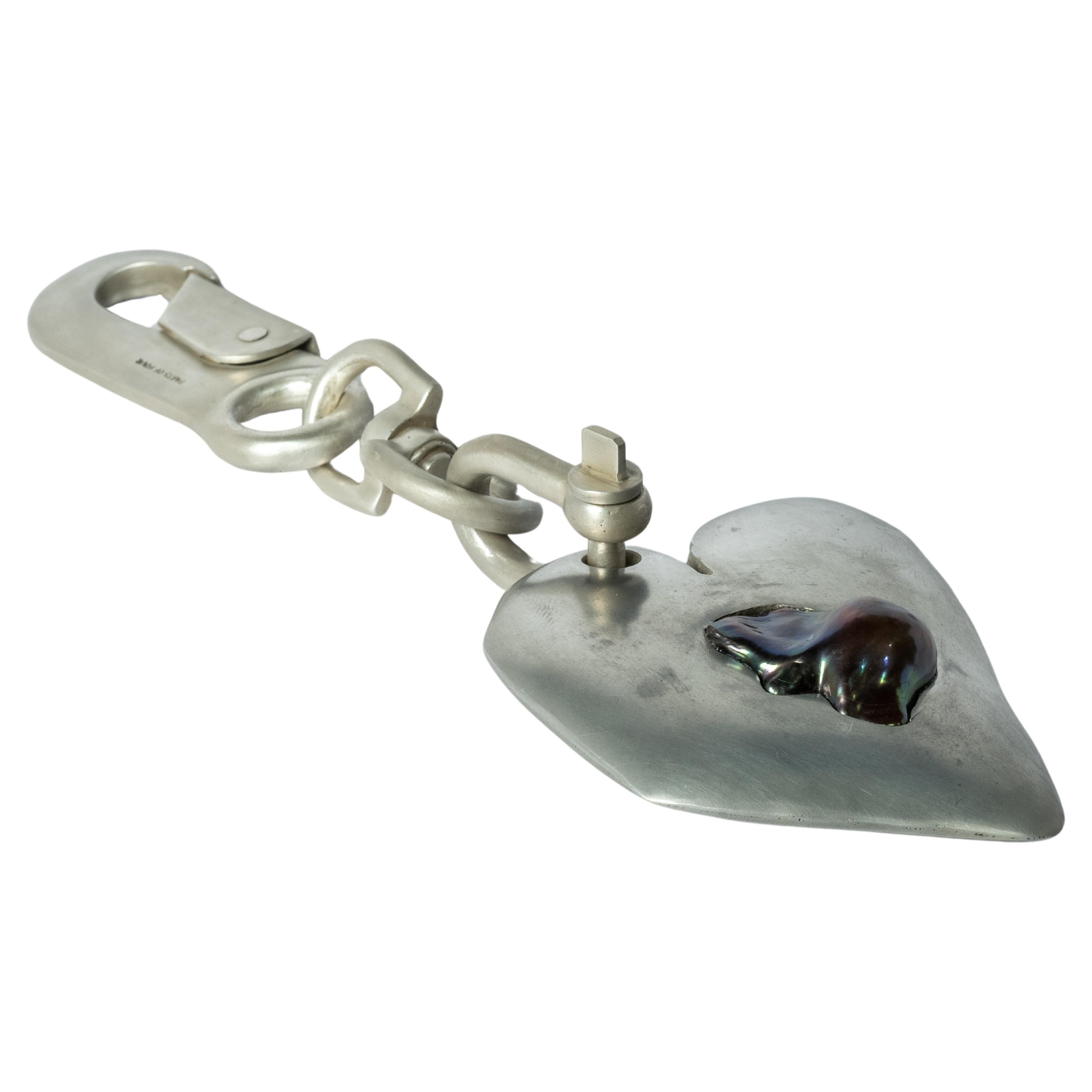 Jazz's Solid Heart Charm (Big, Black Rainbow Pearl, AS+KPRL) For Sale
