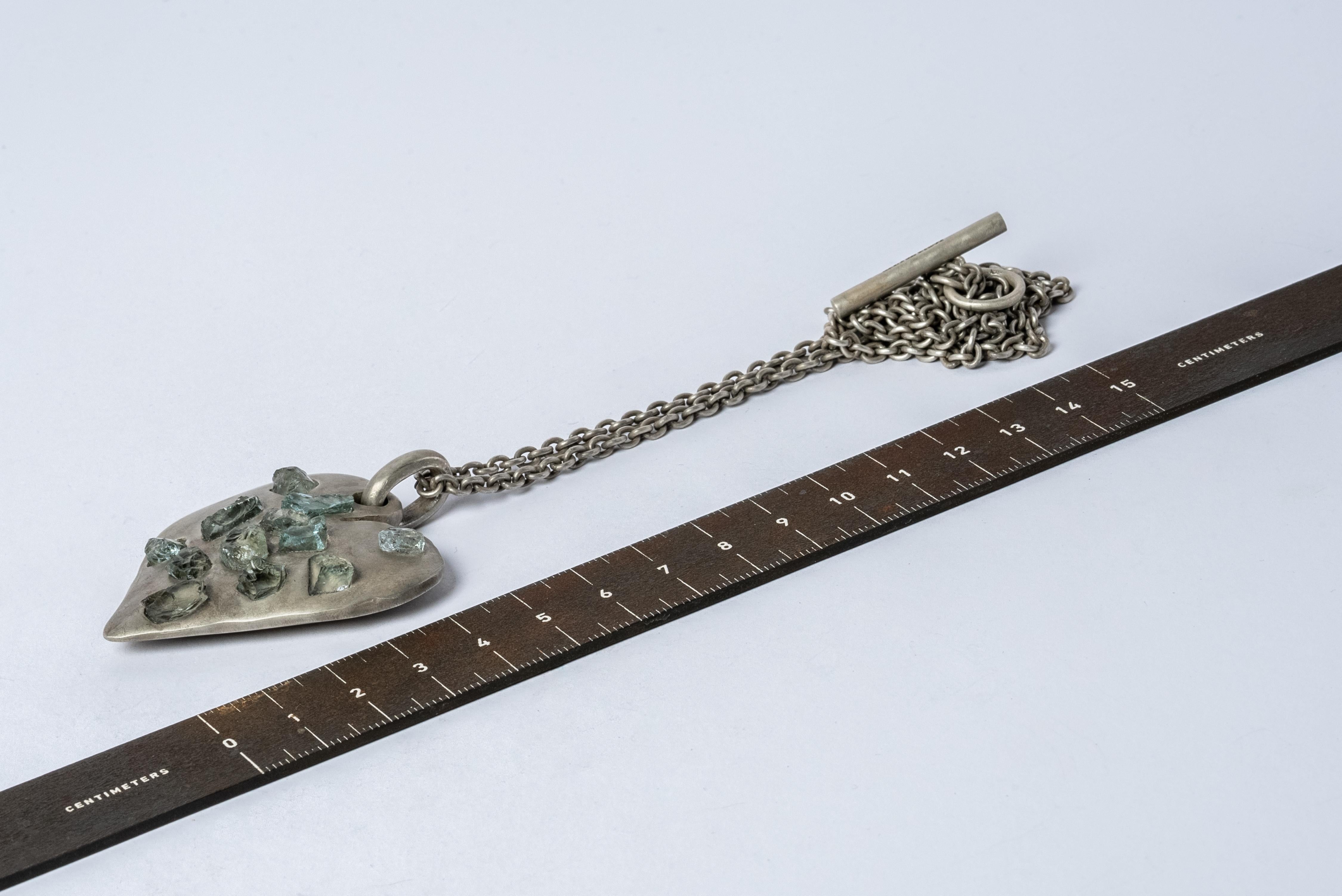 Women's or Men's Jazz's Solid Heart Necklace (Little, Aquamarines, DA+AQU) For Sale