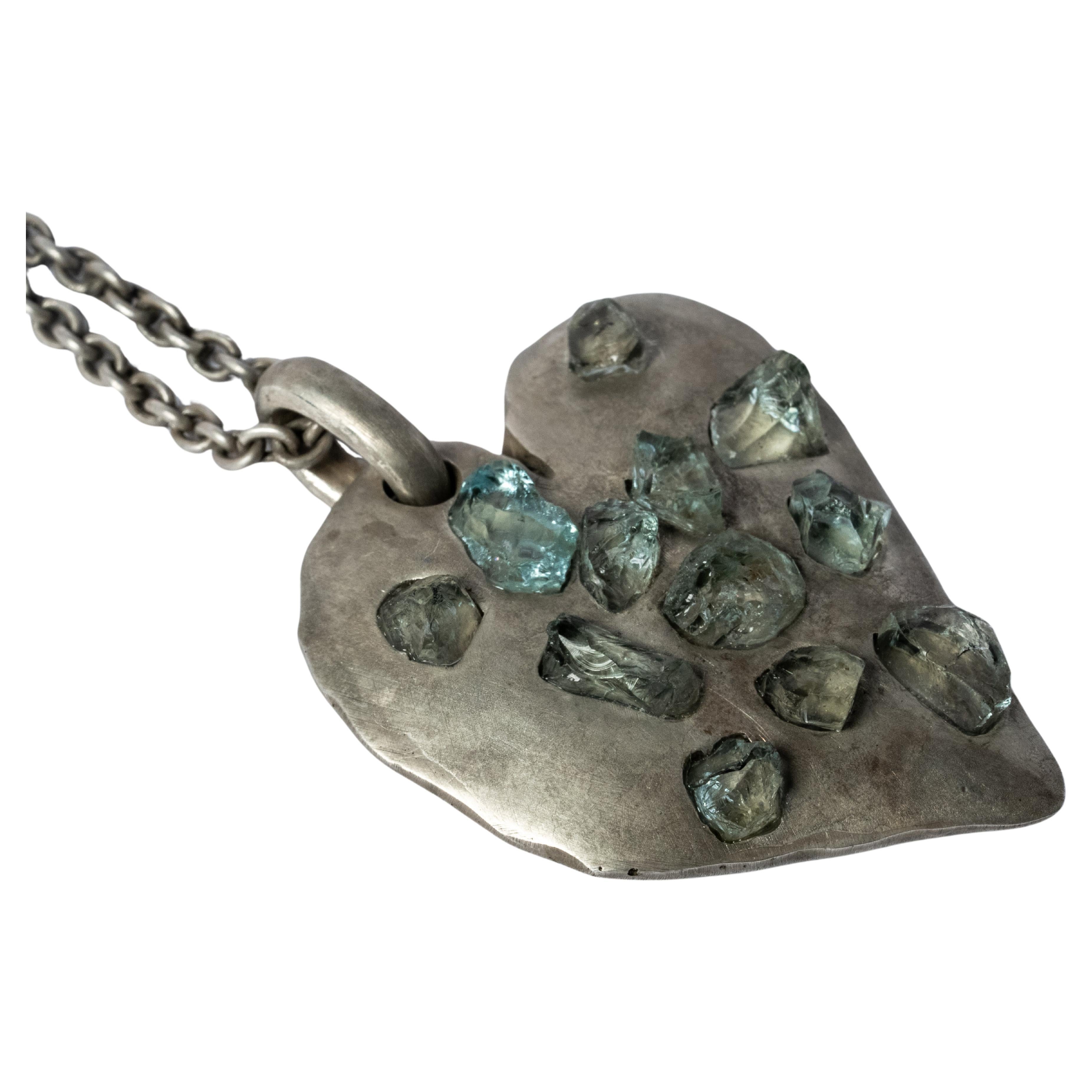 Jazz's Solid Heart Necklace (Little, Aquamarines, DA+AQU) For Sale