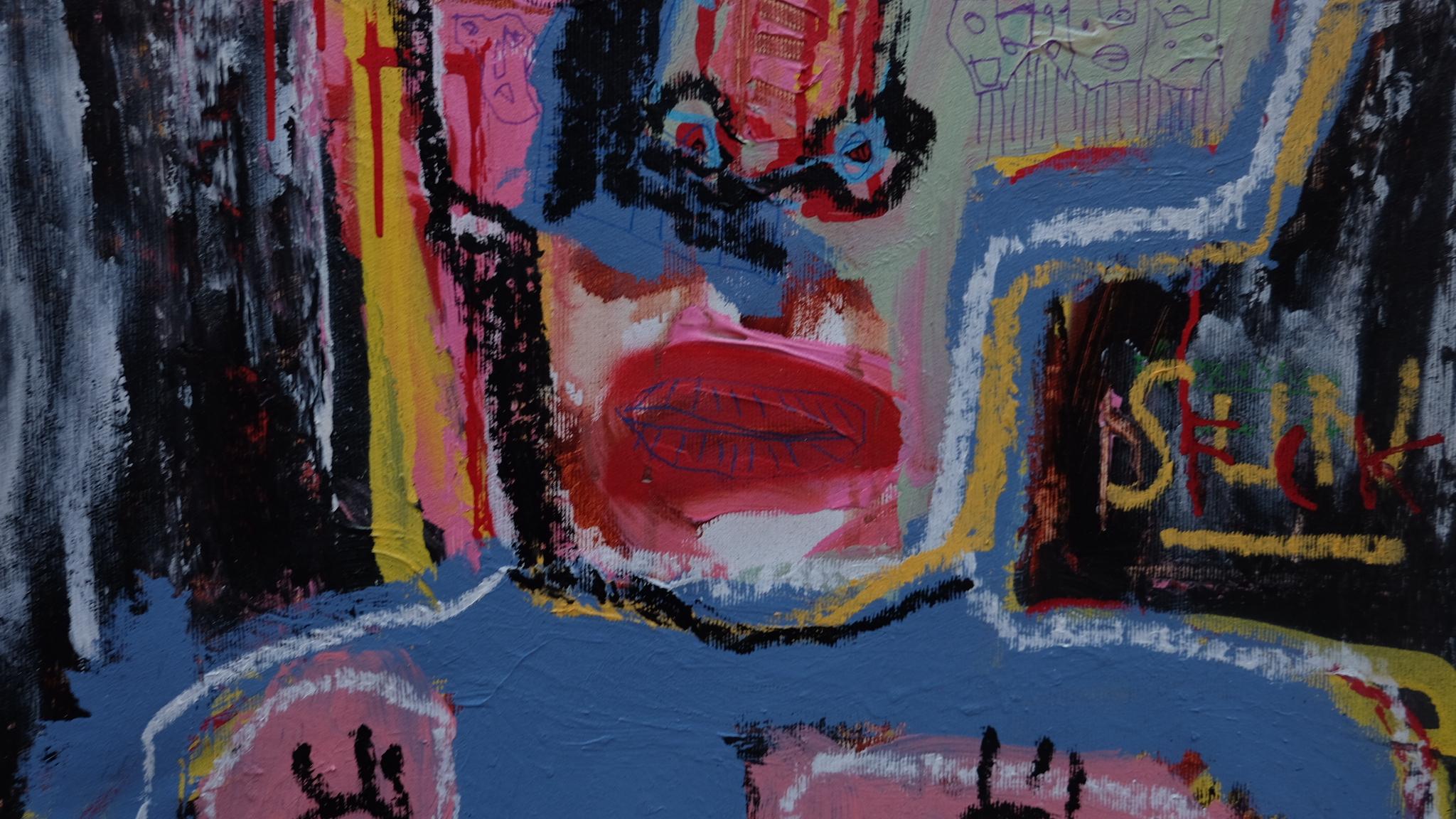 Mal di testa - Portrait Painting Nero di Jazzu