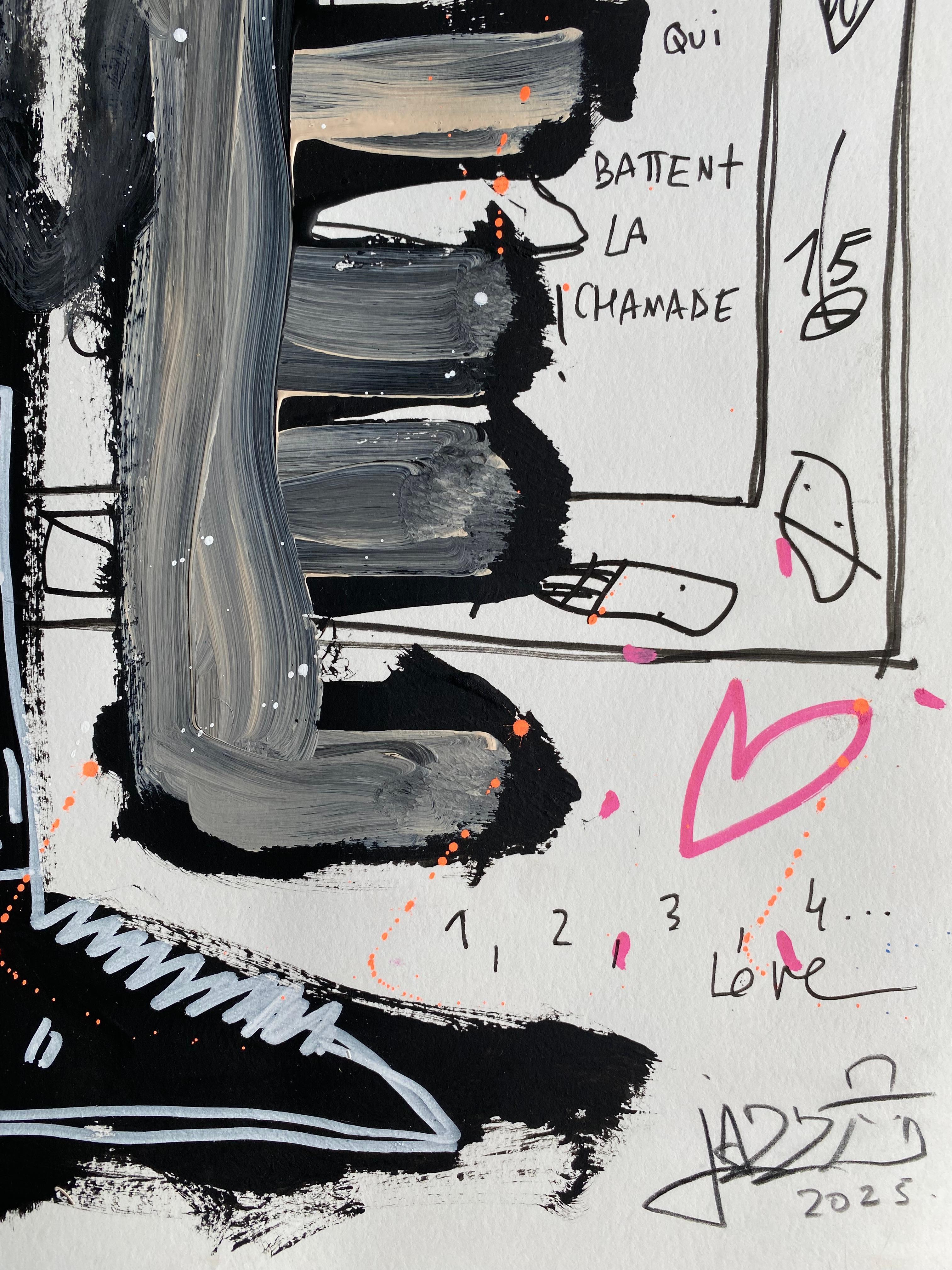 JAZZU – Coup de Chance (Grau), Portrait Painting, von Jazzu