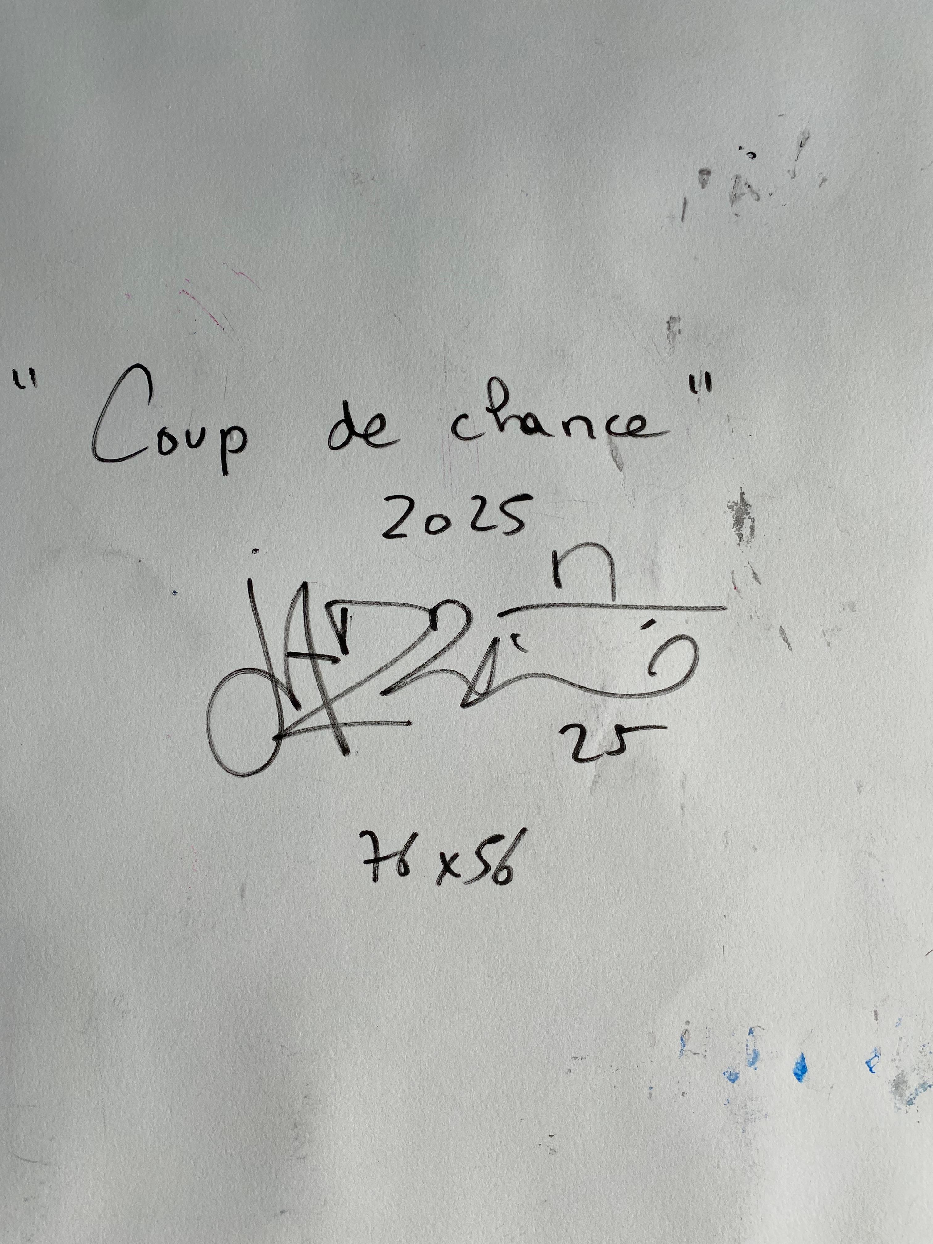 Jazzu
Coup de chance 
Mischtechniken auf Papier
2025
Signé et daté au recto
Titre, signé et daté au verso
76 x 56 cm 
890 Euro 