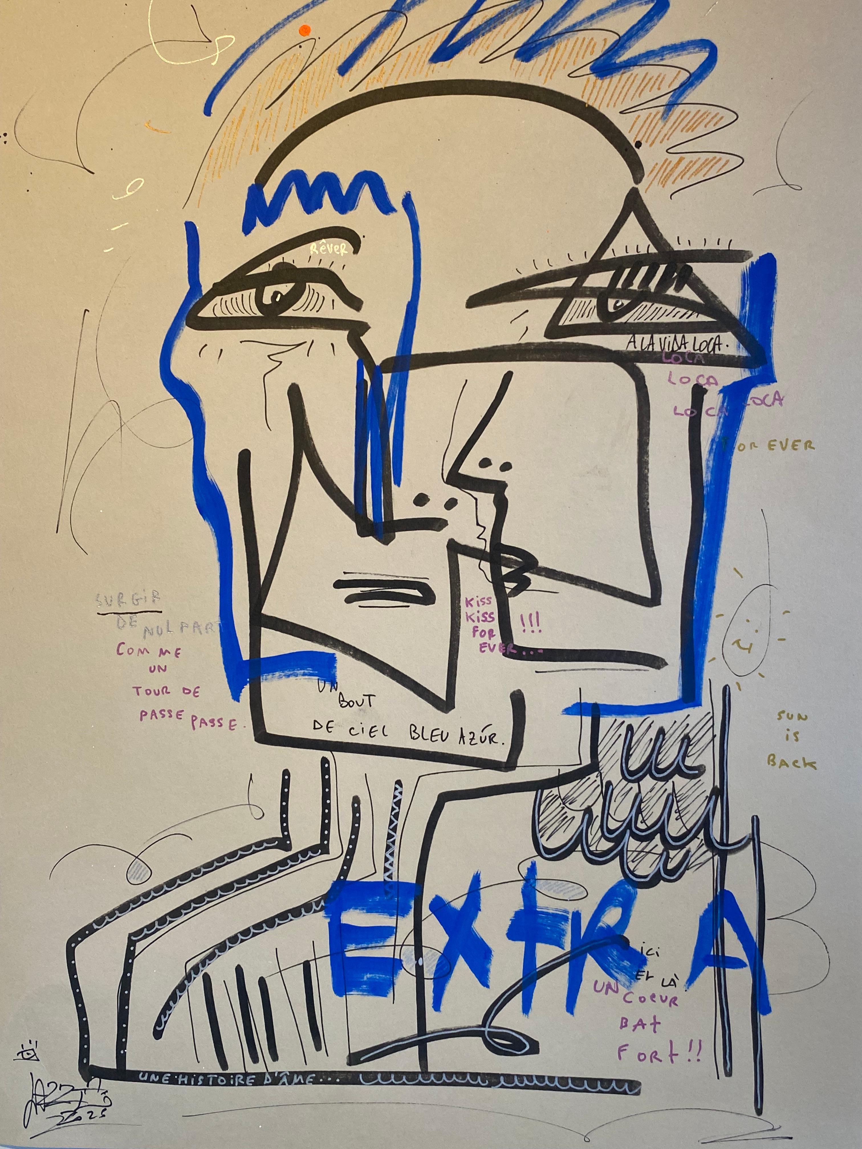 Jazzu
Extra
Acrylique sur papier fort 
2025
Daté , titré et signé par l’artiste 
42 x 29,7 cms
490 euros 