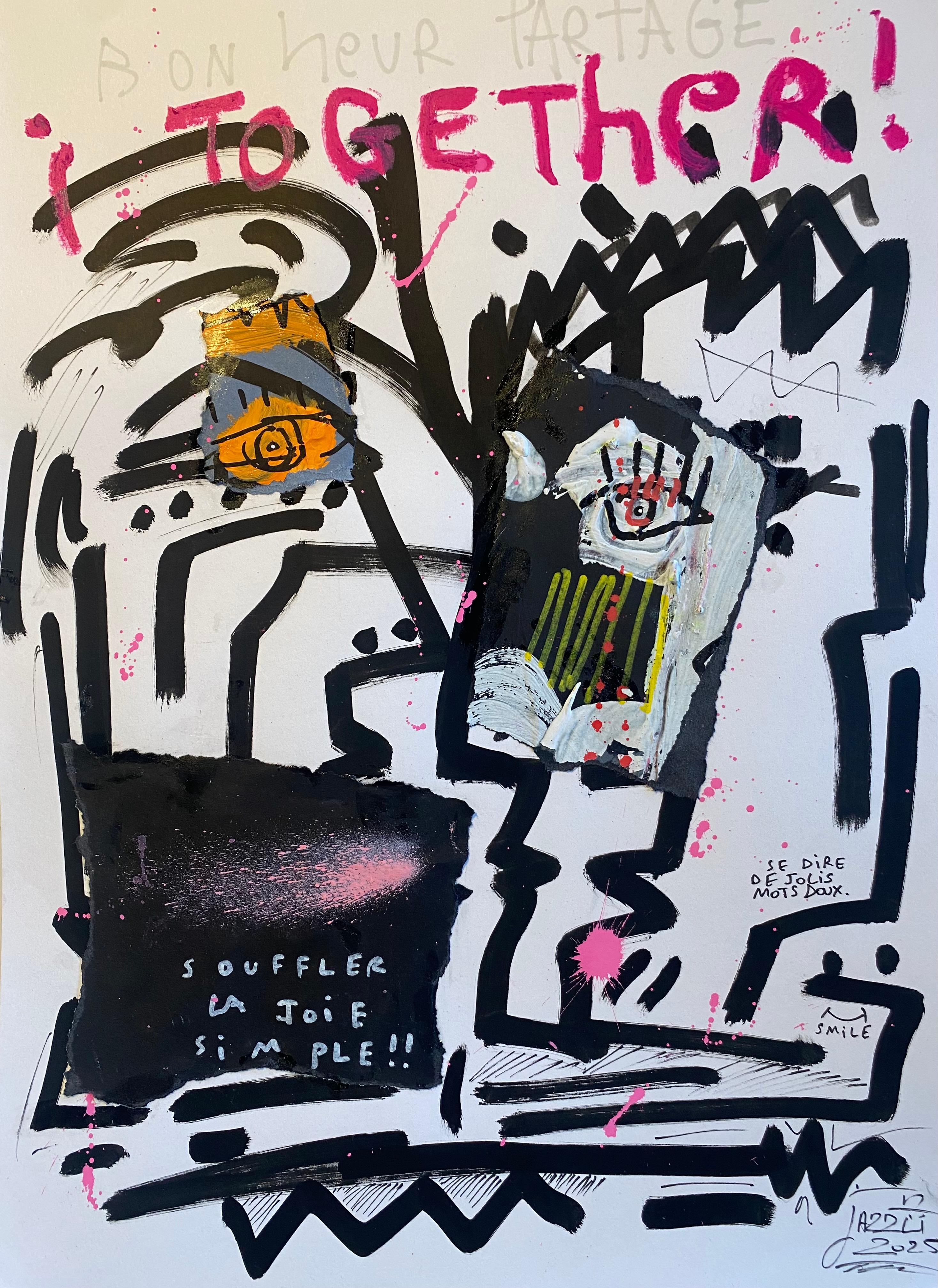 Jazzu
Souffler la joie 
Techniques mixtes sur papier fort 
2025
Signé, daté et titré 
42 x 29,7 cms
490 euros 