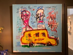 J'en Suis La (I'm Here) by Jazzu, Large Art Brut Mixed Media on Canvas Painting