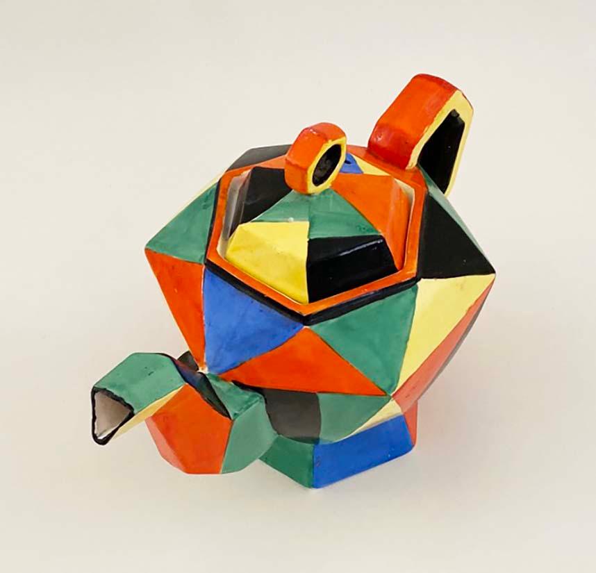 Ceramica Teiera giapponese Art Deco Cubista degli anni '30, in stile jazzistico in vendita
