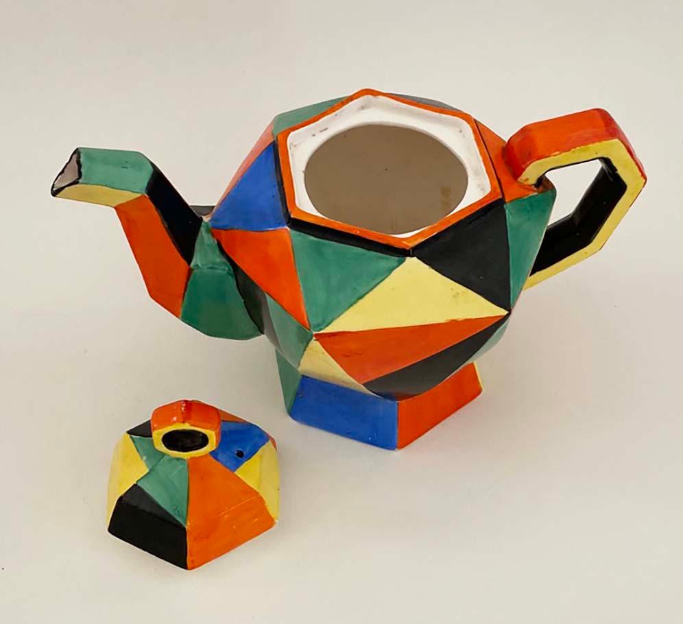 Teiera giapponese Art Deco Cubista degli anni '30, in stile jazzistico in vendita 2