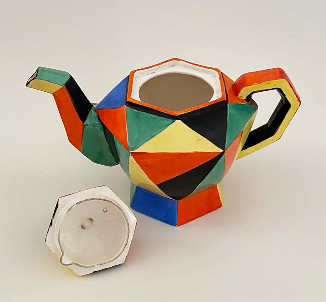 Teiera giapponese Art Deco Cubista degli anni '30, in stile jazzistico in vendita 3