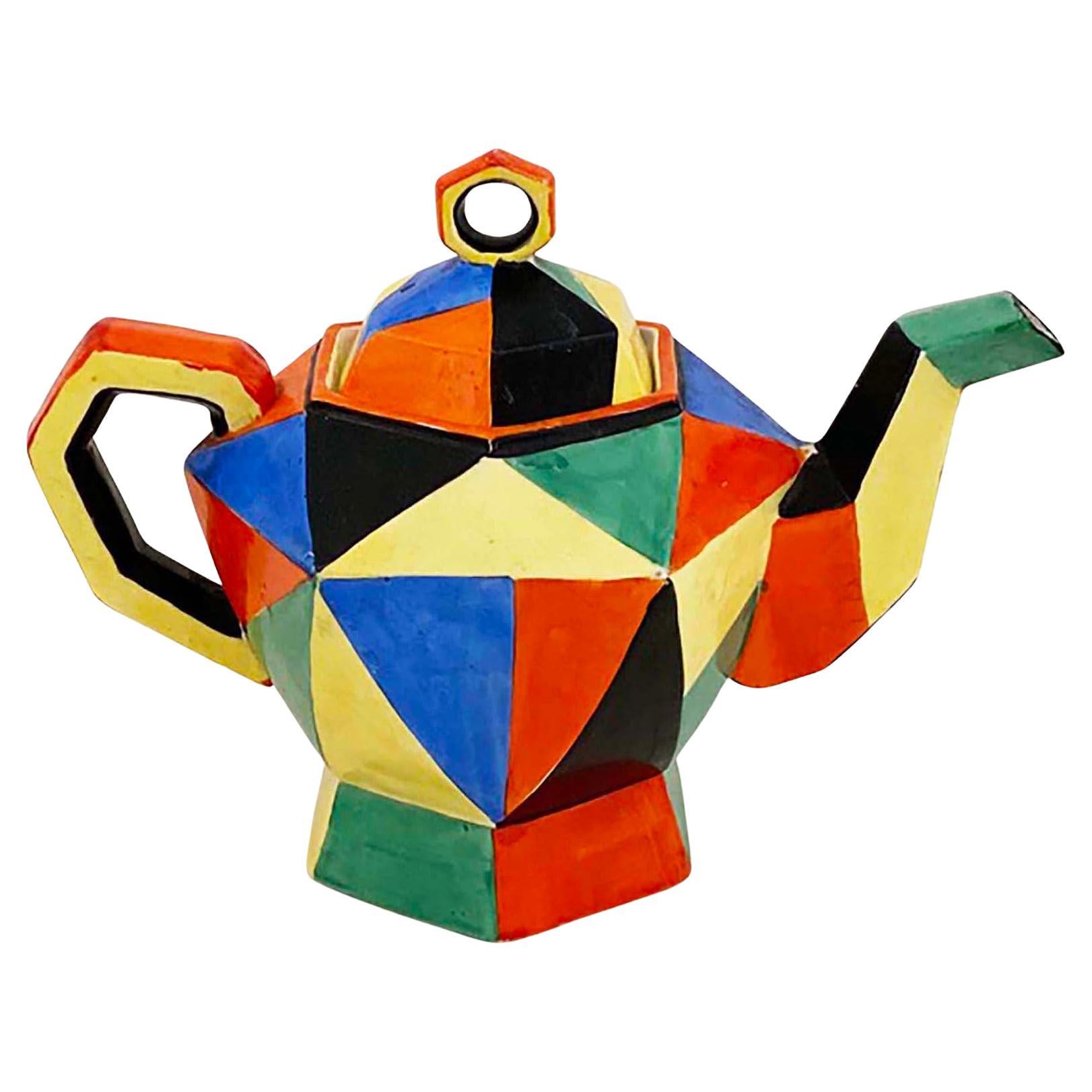 Teiera giapponese Art Deco Cubista degli anni '30, in stile jazzistico in vendita