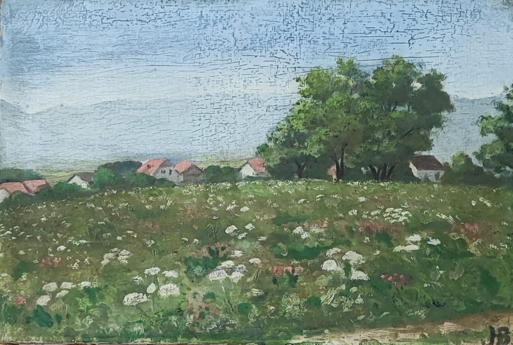Landscape Painting di J.B. - Campagna di Ginevra