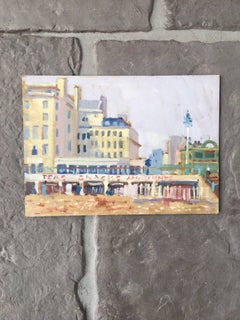 British Town Oil Painting on Board, Impressionist, 20th Century, 14x10