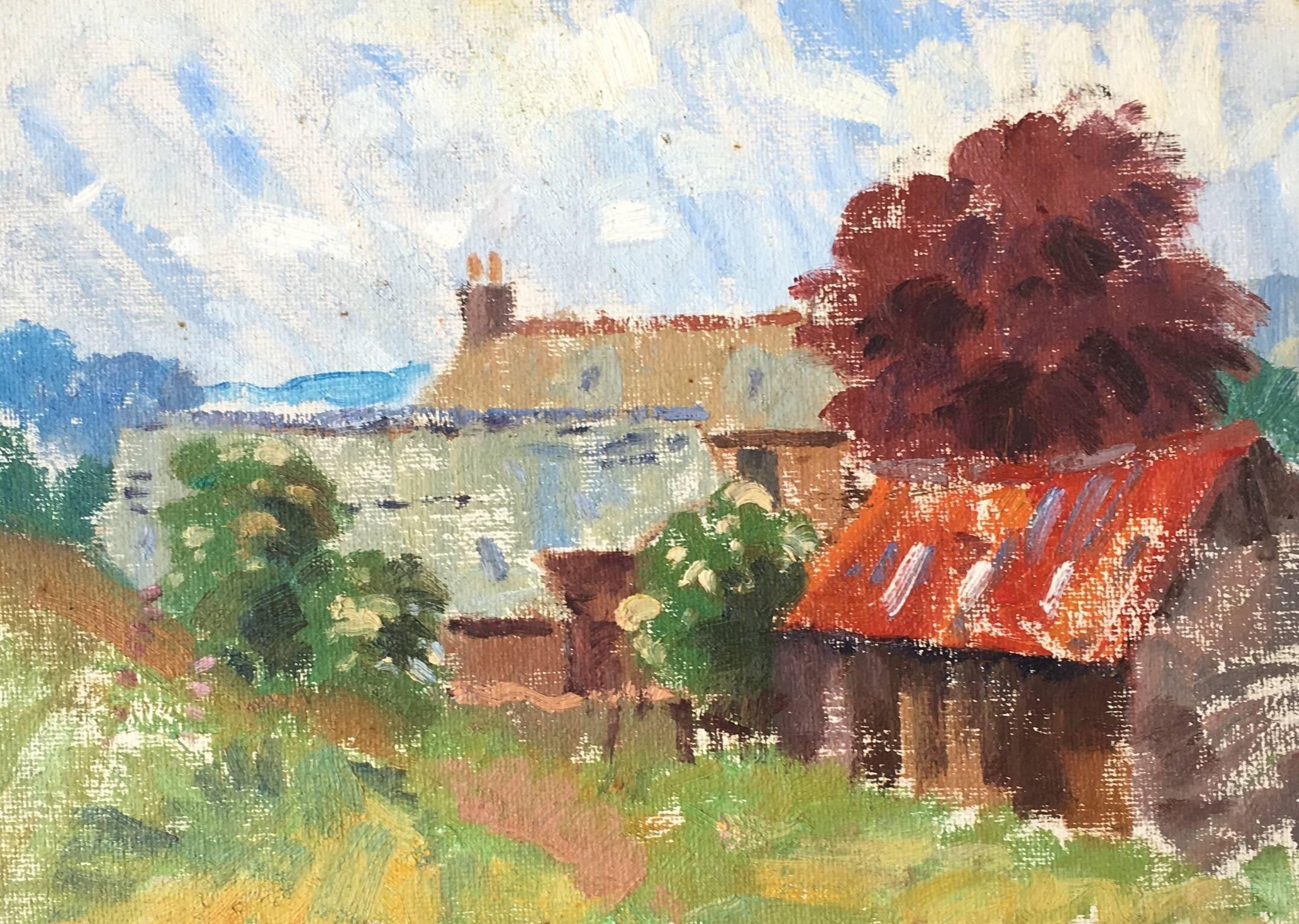 J.B. Holmes Landscape Painting – Altes Bauernhaus, mittelgroß,  Ölgemälde