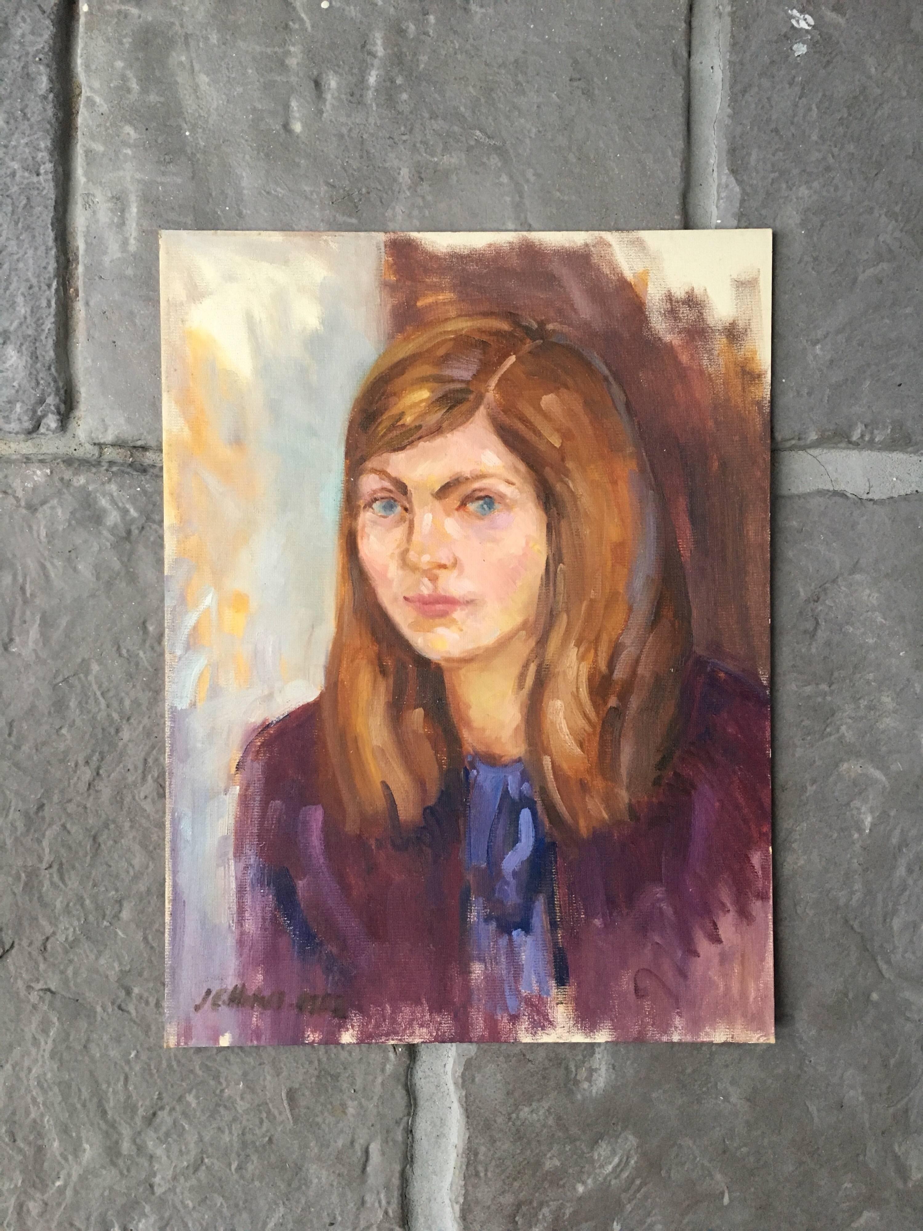 Porträt einer jungen Dame, Ölgemälde – Painting von J.B. Holmes