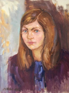 Vintage Portrait of a Young Lady, Oil Painting