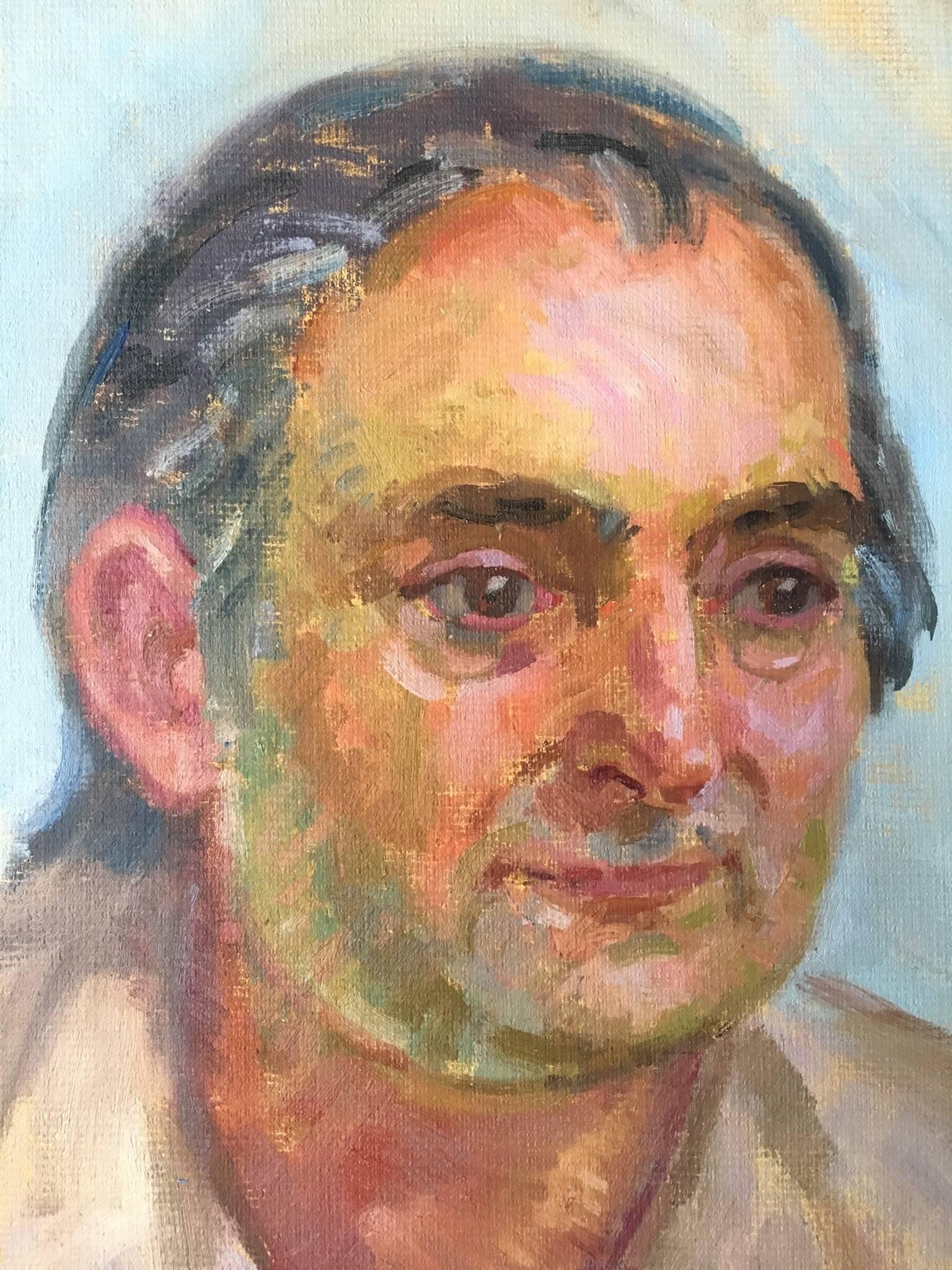 Portrait of an Elderly Man, Oil Painting - Beige Portrait Painting by J.B. Holmes