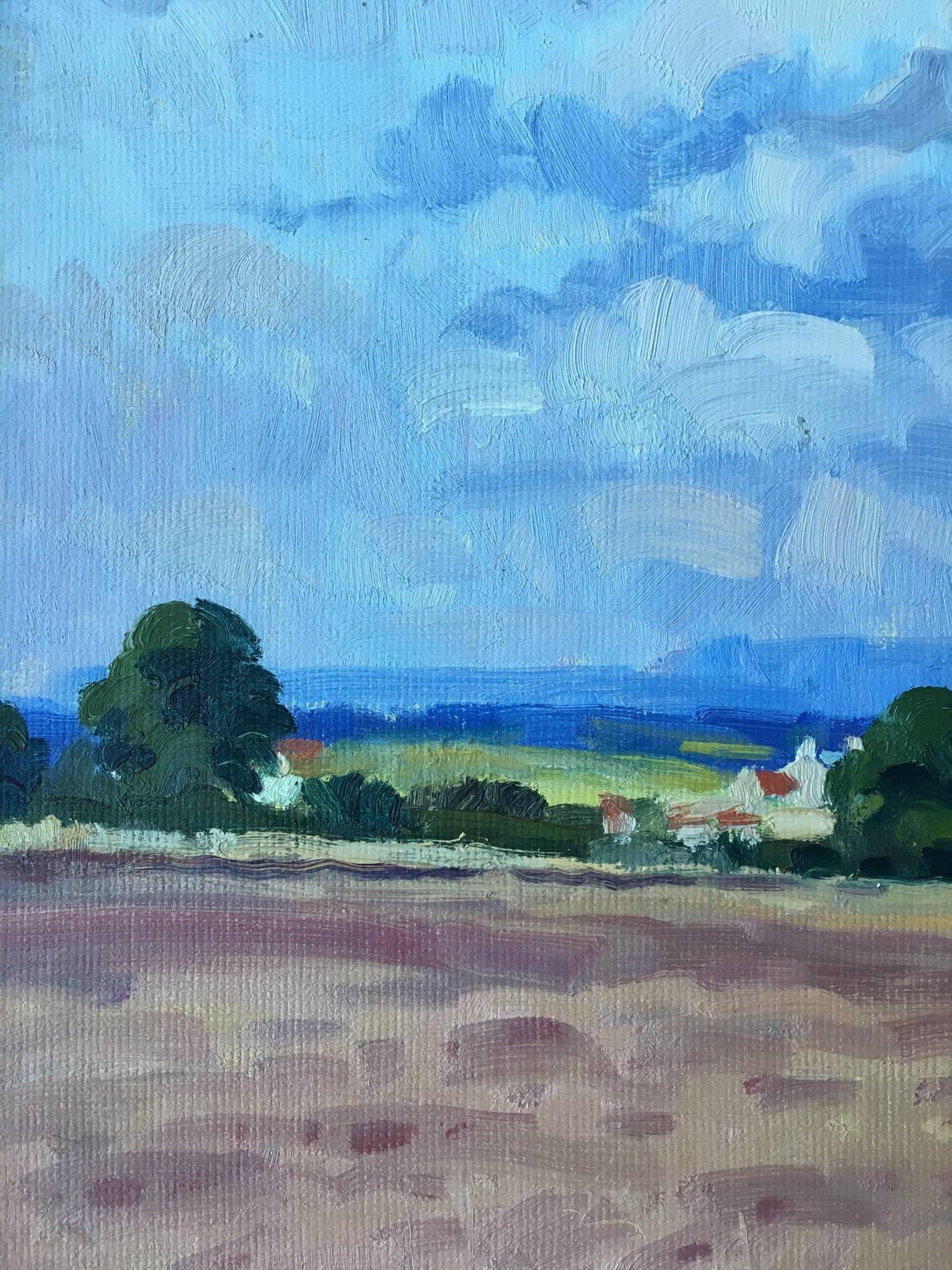 Peinture à l'huile - Paysage de la campagne de Ripon, terrain peint à l'huile  - Impressionnisme Painting par J.B. Holmes
