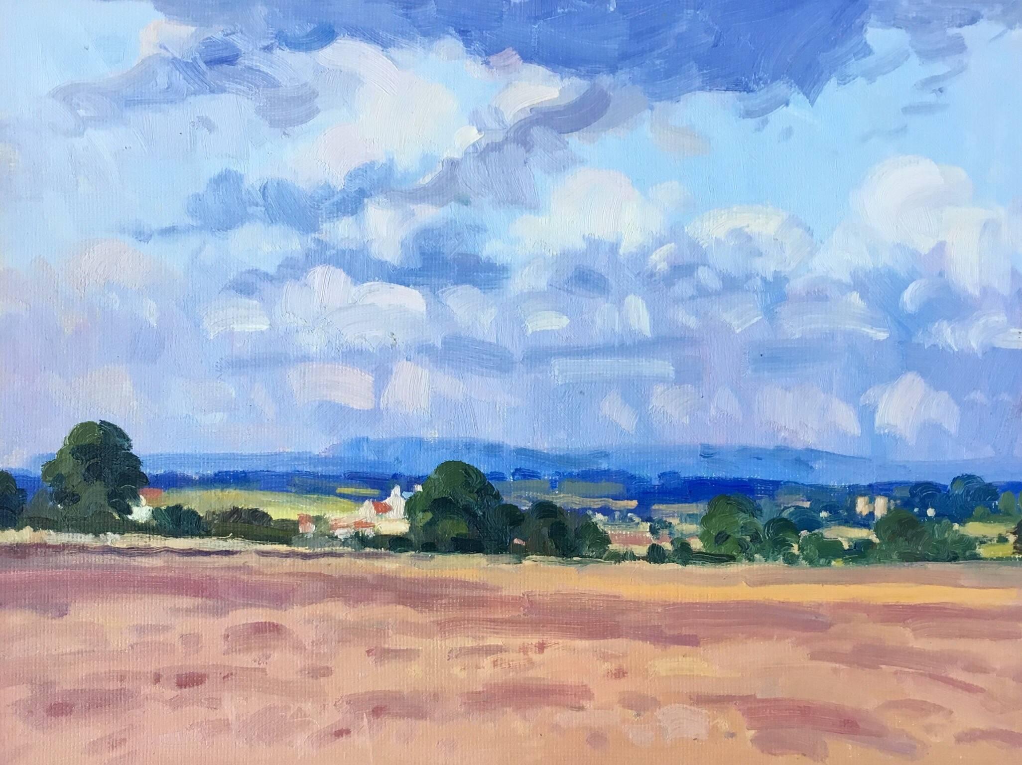 Peinture à l'huile - Paysage de la campagne de Ripon, terrain peint à l'huile 