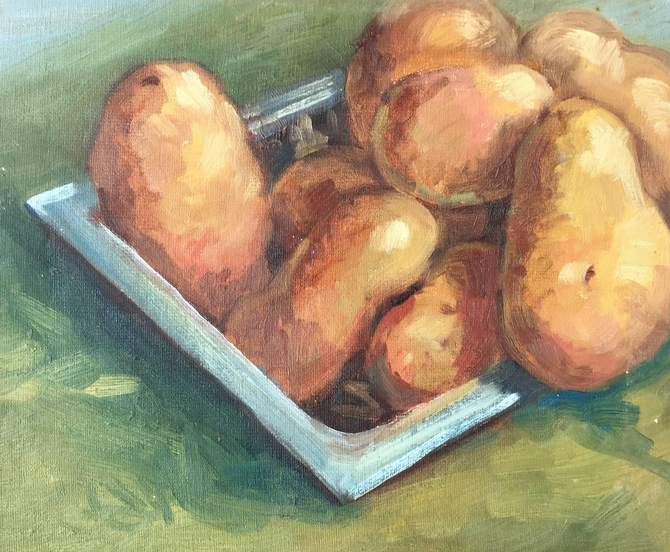 J.B. Holmes Interior Painting - Still life Oil Painting of a Crop of Potatoes 