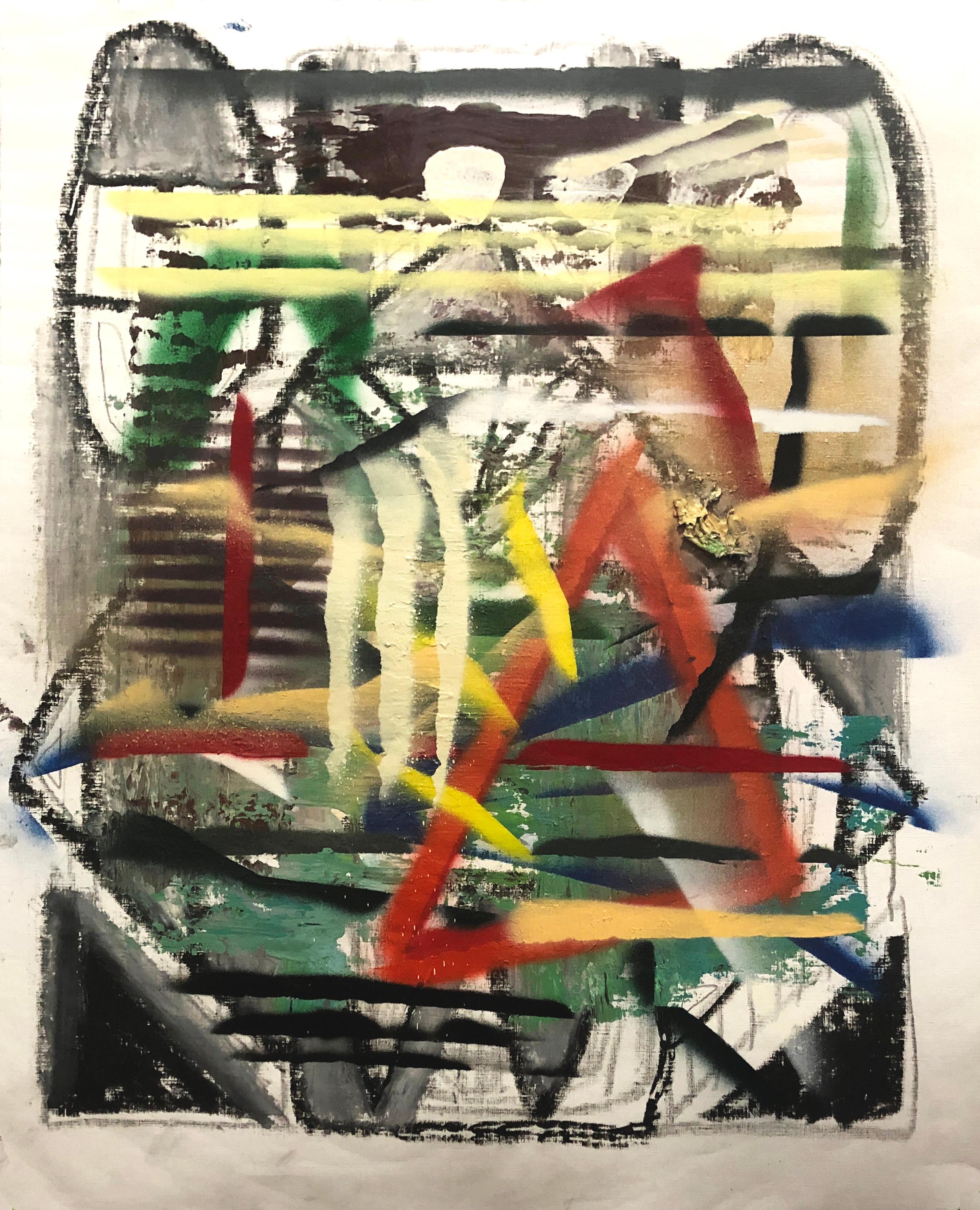 JB Nearsy Abstract Painting – Allowance (abstrakte, Sprühfarbe, Post-Graffiti, Straßenkunst, Mischtechnik)