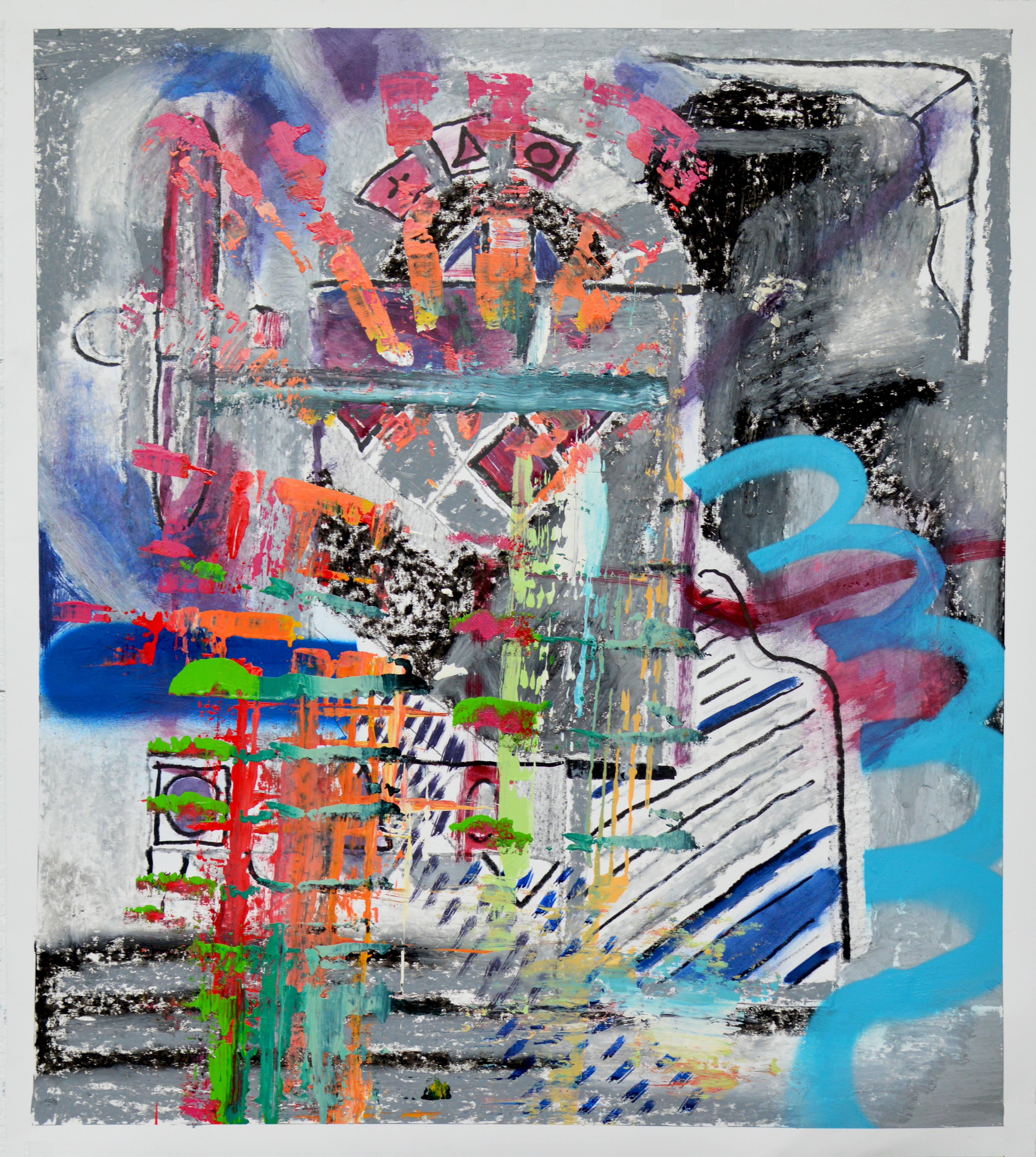 Companion (abstract art, post graffiti, street art, Neo-expressionism) - Painting by JB Nearsy