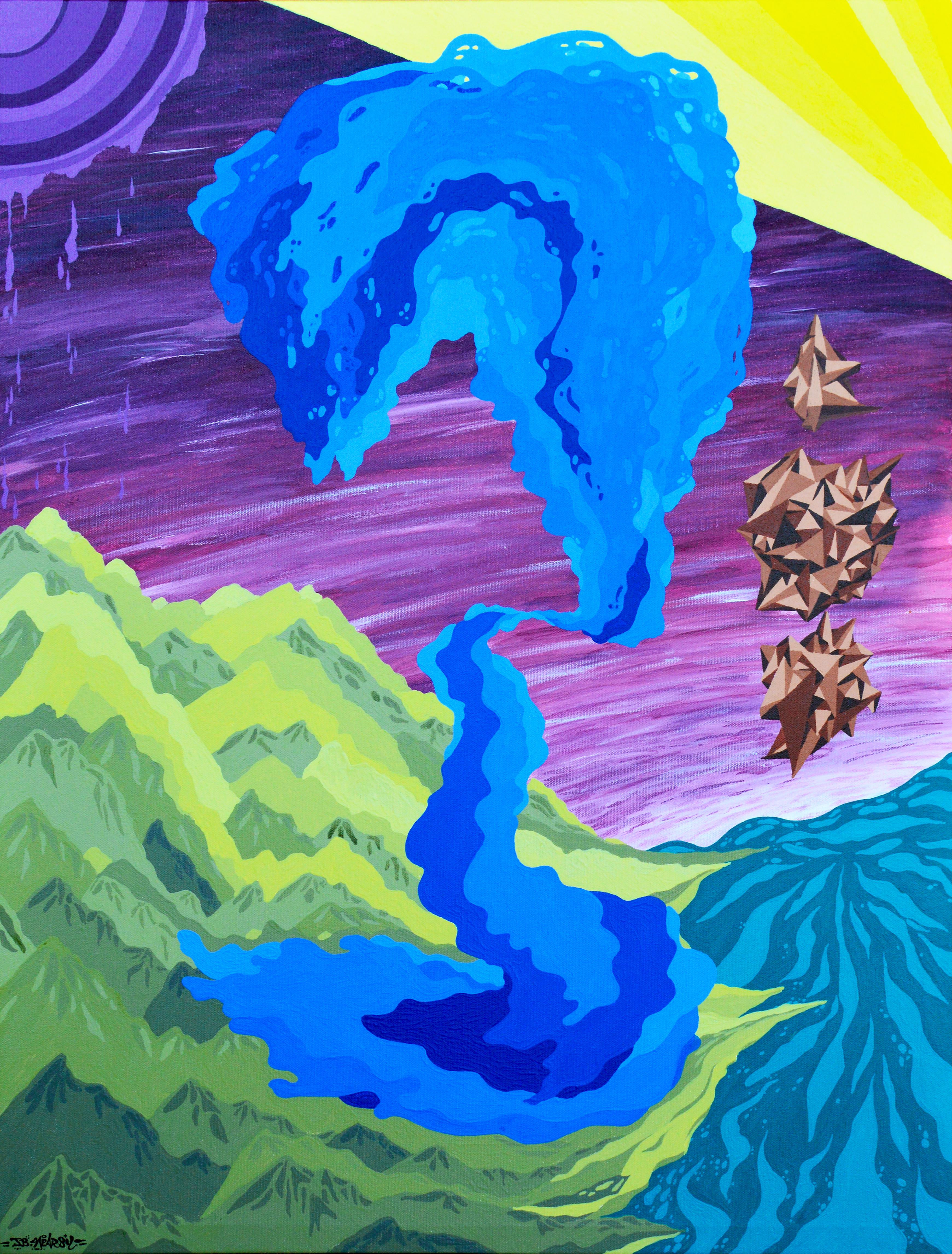 Abstract Painting de JB Nearsy - Varianza de un Camino (surrealismo, borde duro, arte colorista, campo de color)