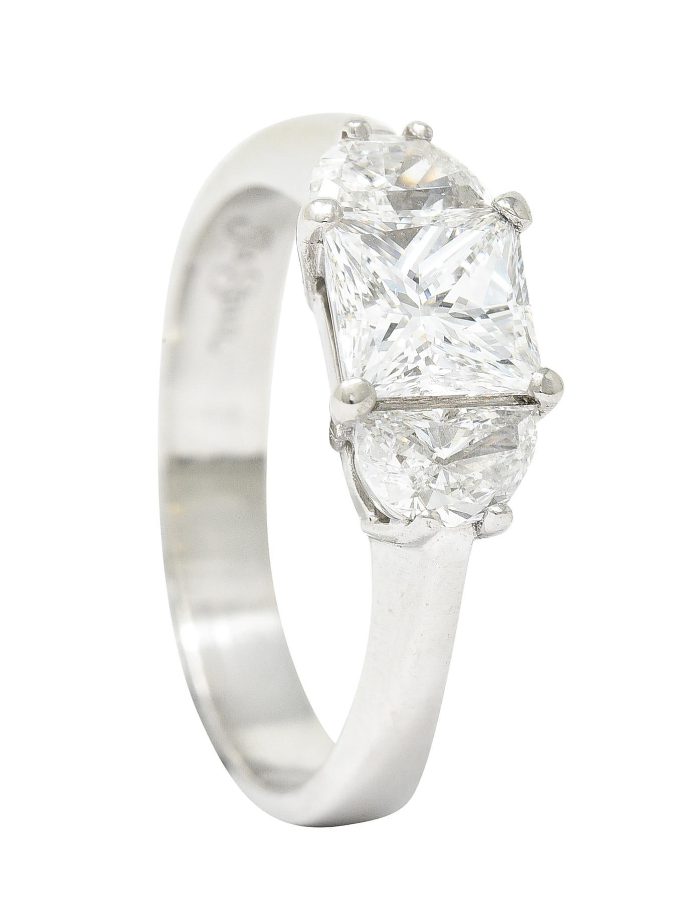 JB Star 1.55 Carats Princess Cut Diamond Platinum Engagement Ring GIA 6