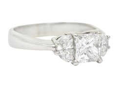 JB Star 1.55 Carats Princess Cut Diamond Platinum Engagement Ring GIA
