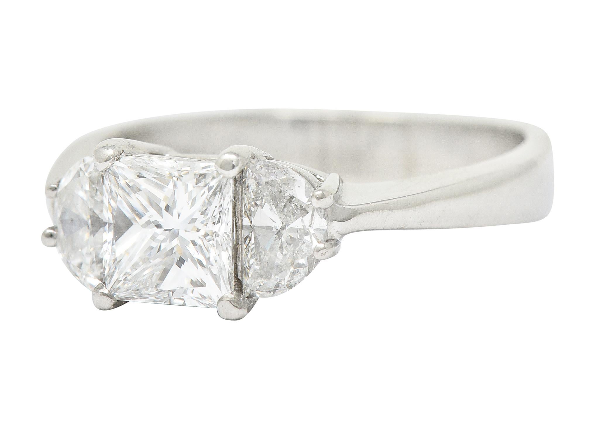 JB Star 1.55 Carats Princess Cut Diamond Platinum Engagement Ring GIA 1