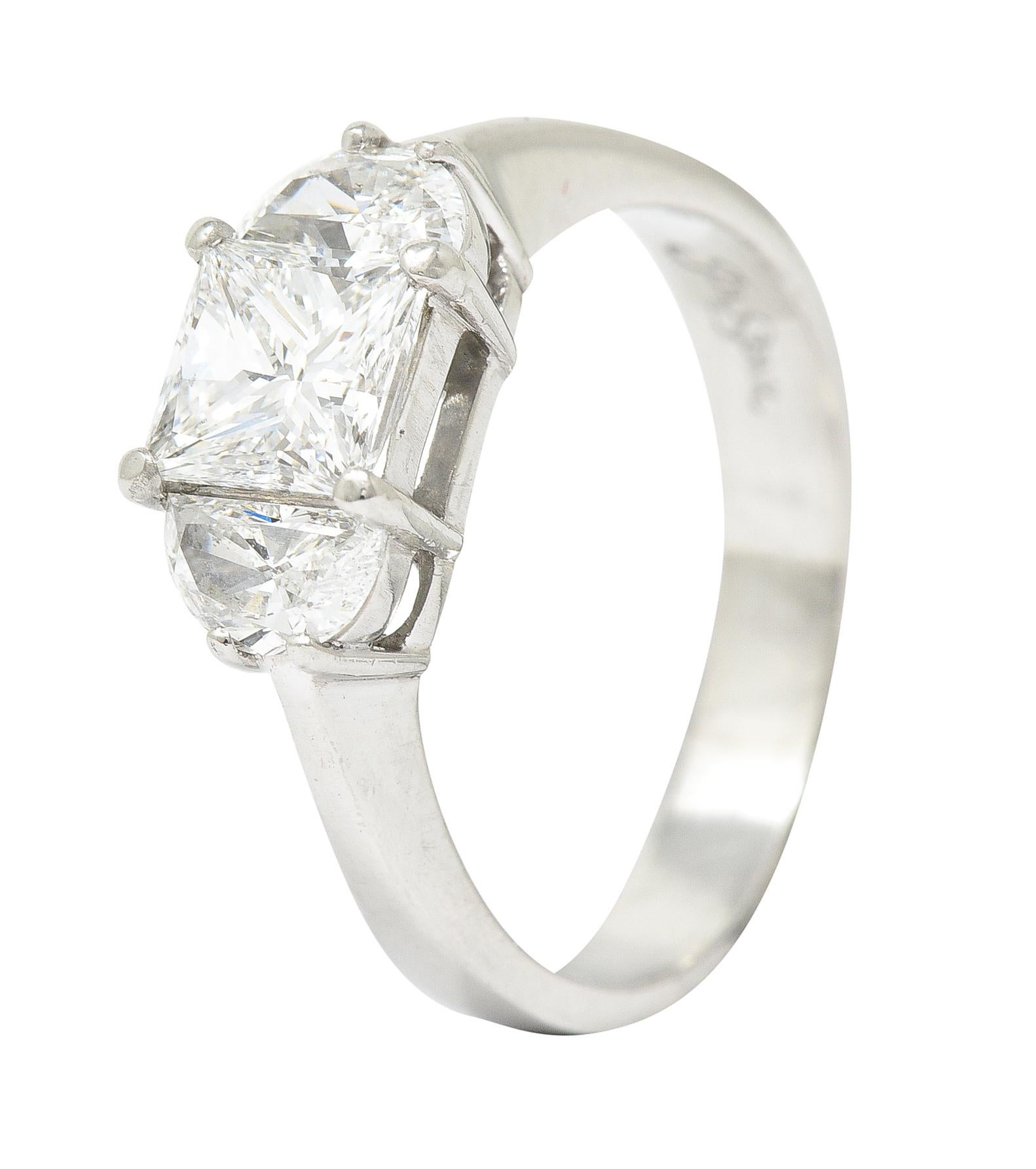 JB Star 1.55 Carats Princess Cut Diamond Platinum Engagement Ring GIA 4